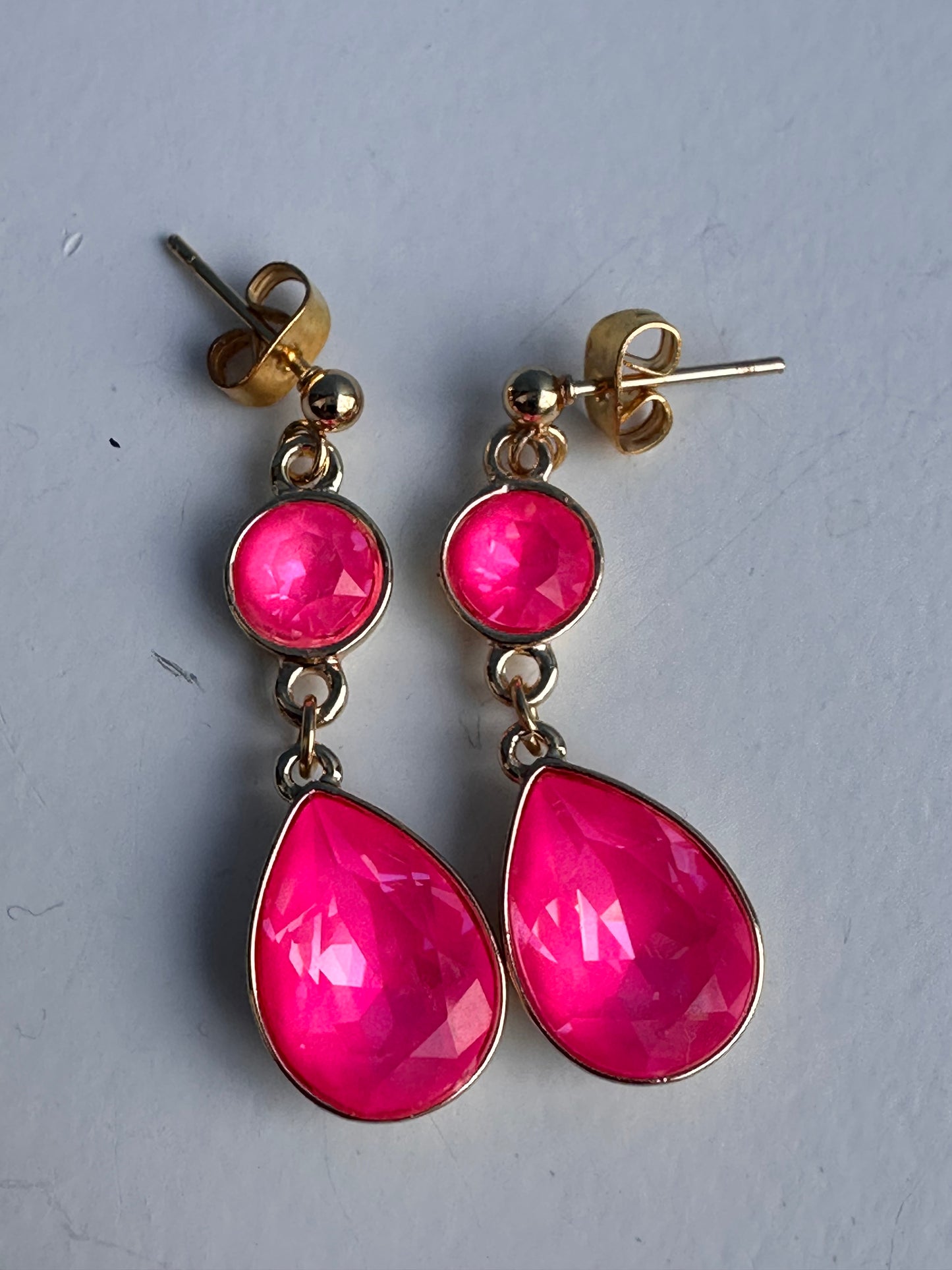 Hot Pink Crystal Earrings
