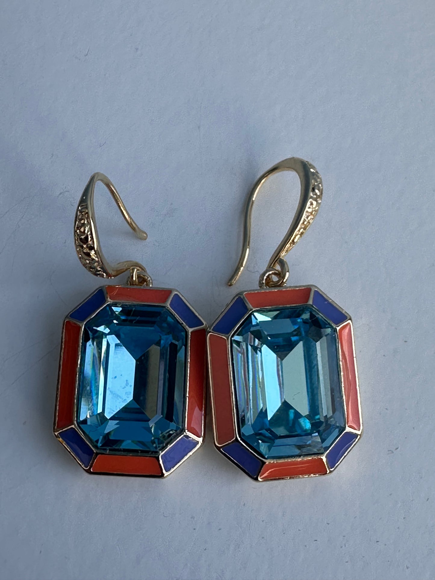 Cathedral Earrings in Orange and Blue