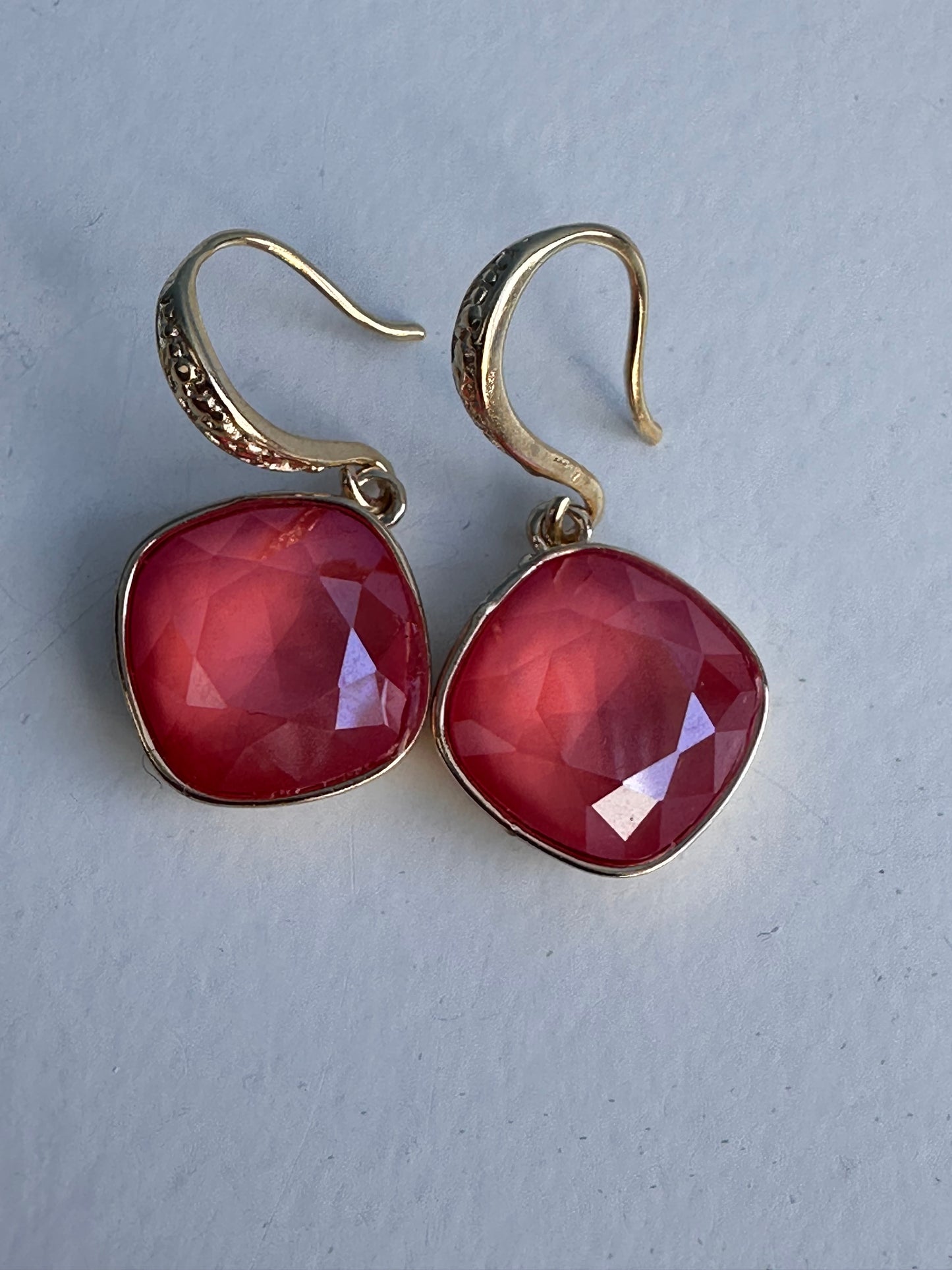 Orange Red Crystal Earrings