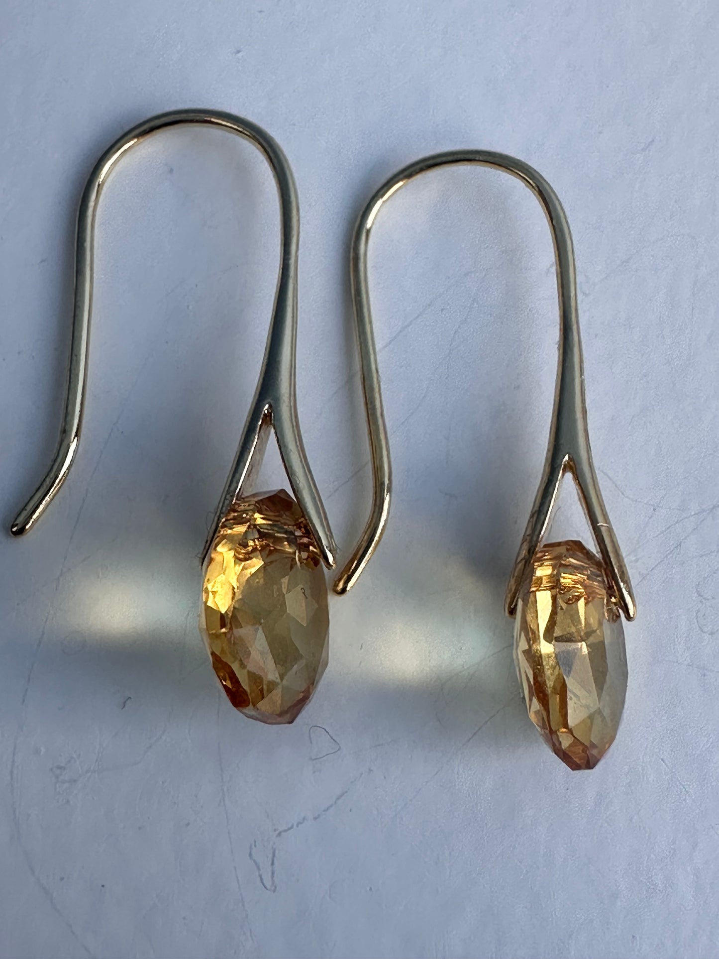Small Champagne Colored Crystal Earrings