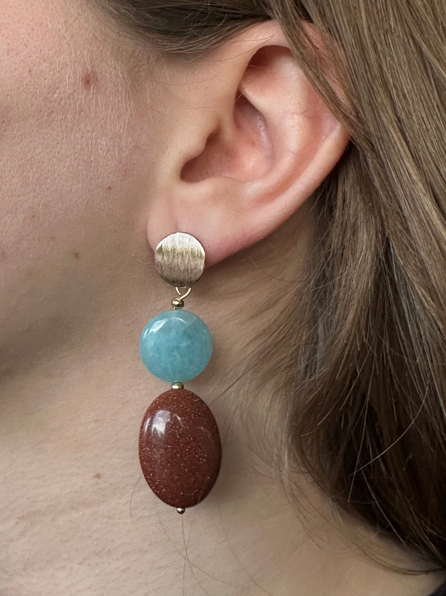 Amazonite and Golden Sandstone Earrings