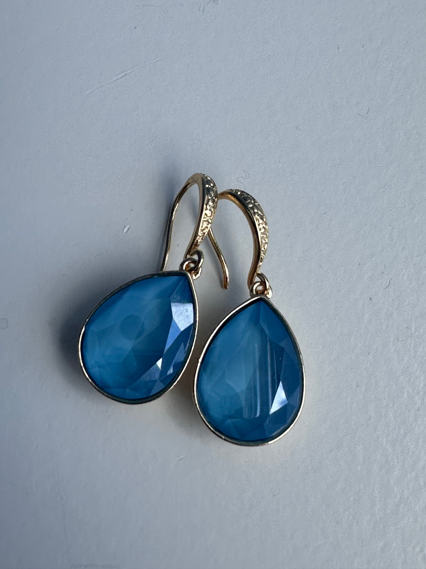 Crystal Teardrop Earrings in Blue