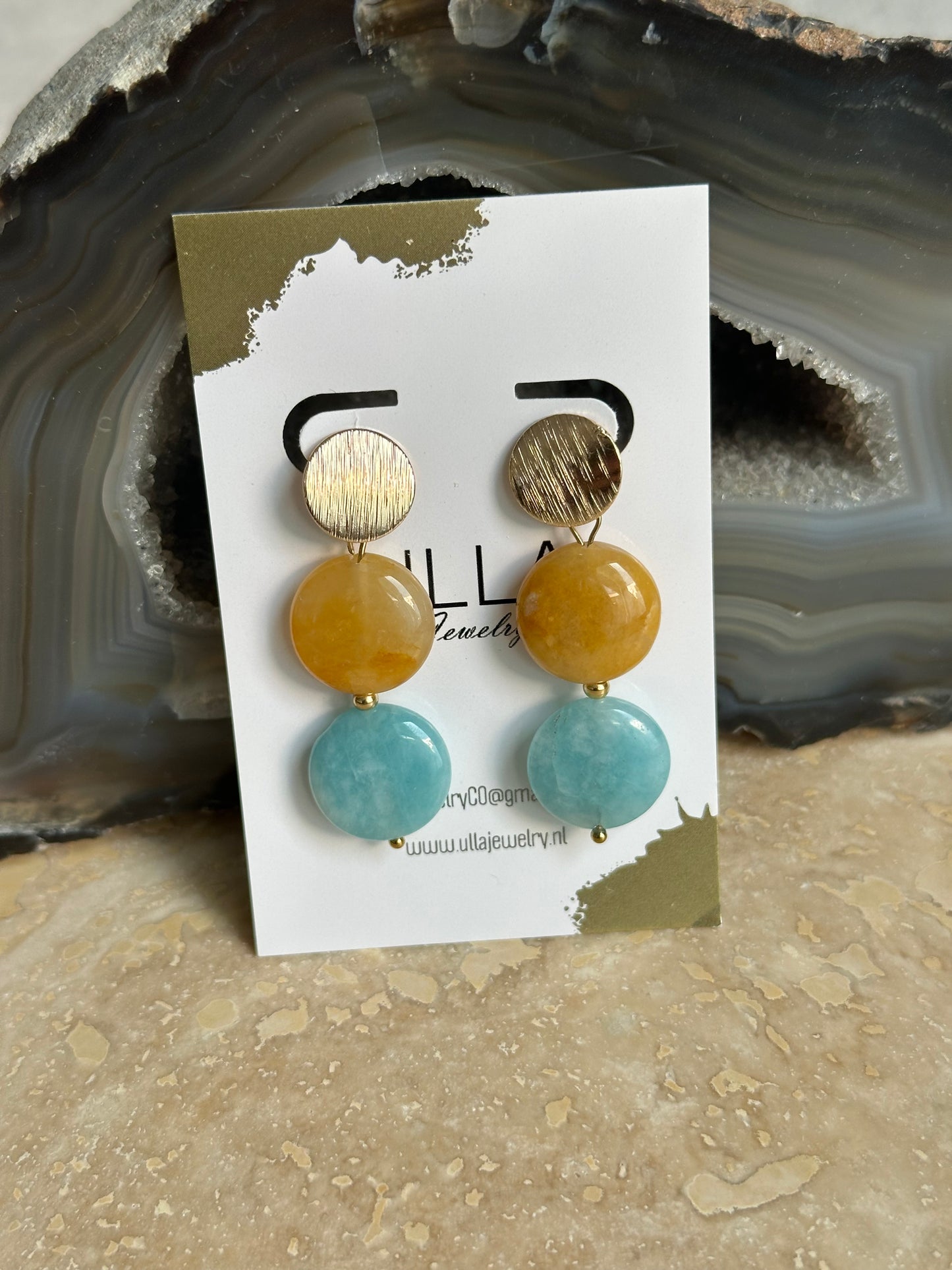 Amazonite and Agate Earrings