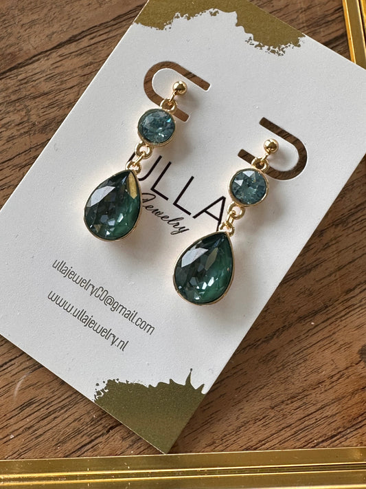 Two-Blue Crystal Earrings