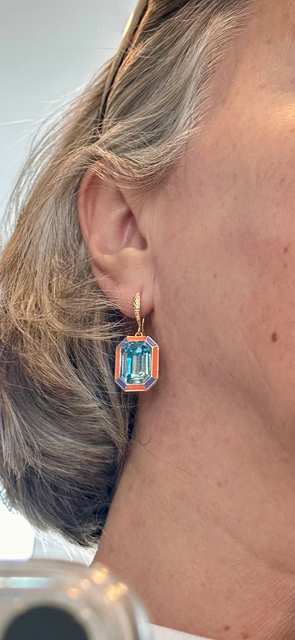 Cathedral Earrings in Green and Blue