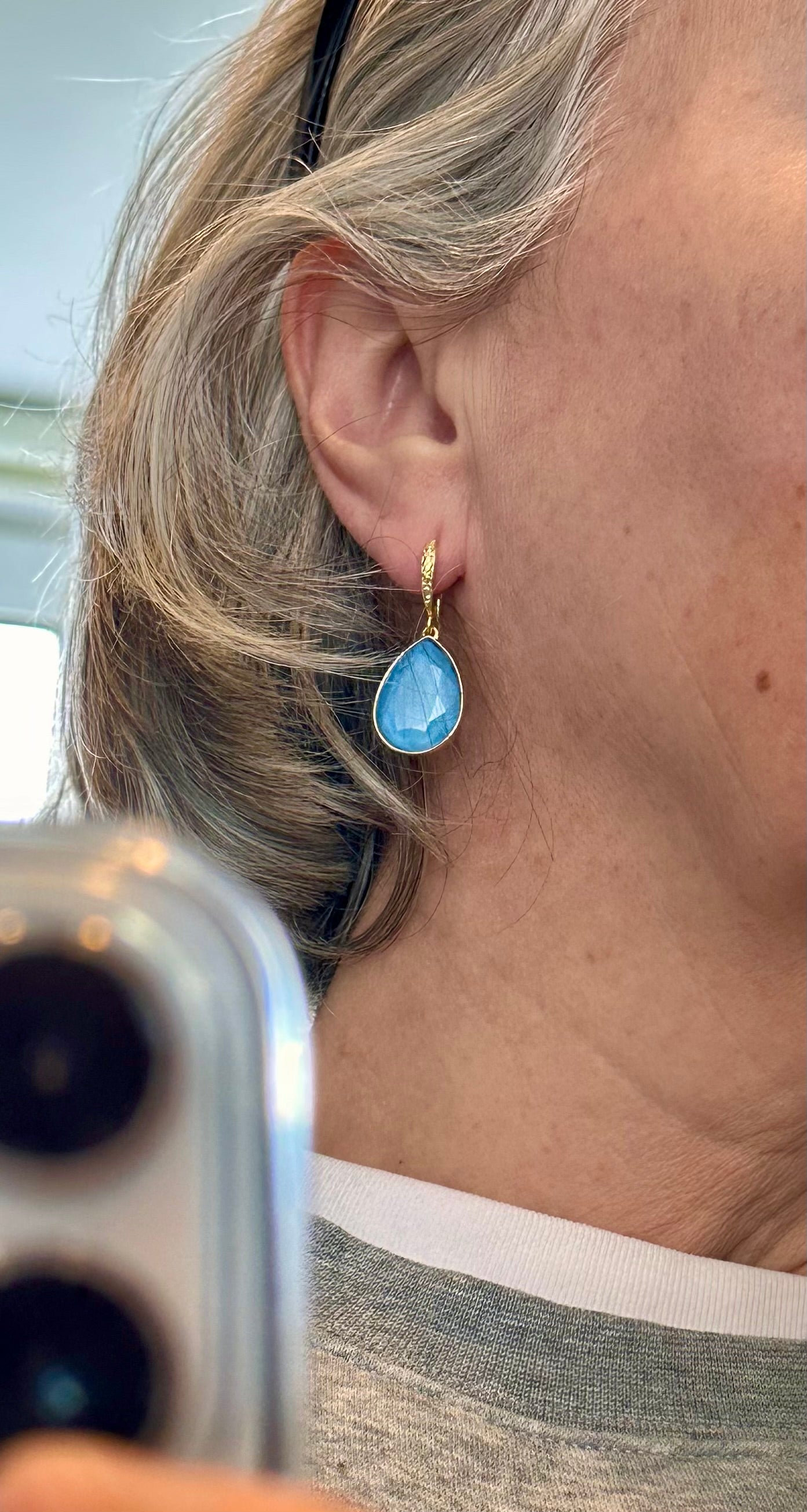 Crystal Teardrop Earrings in Blue