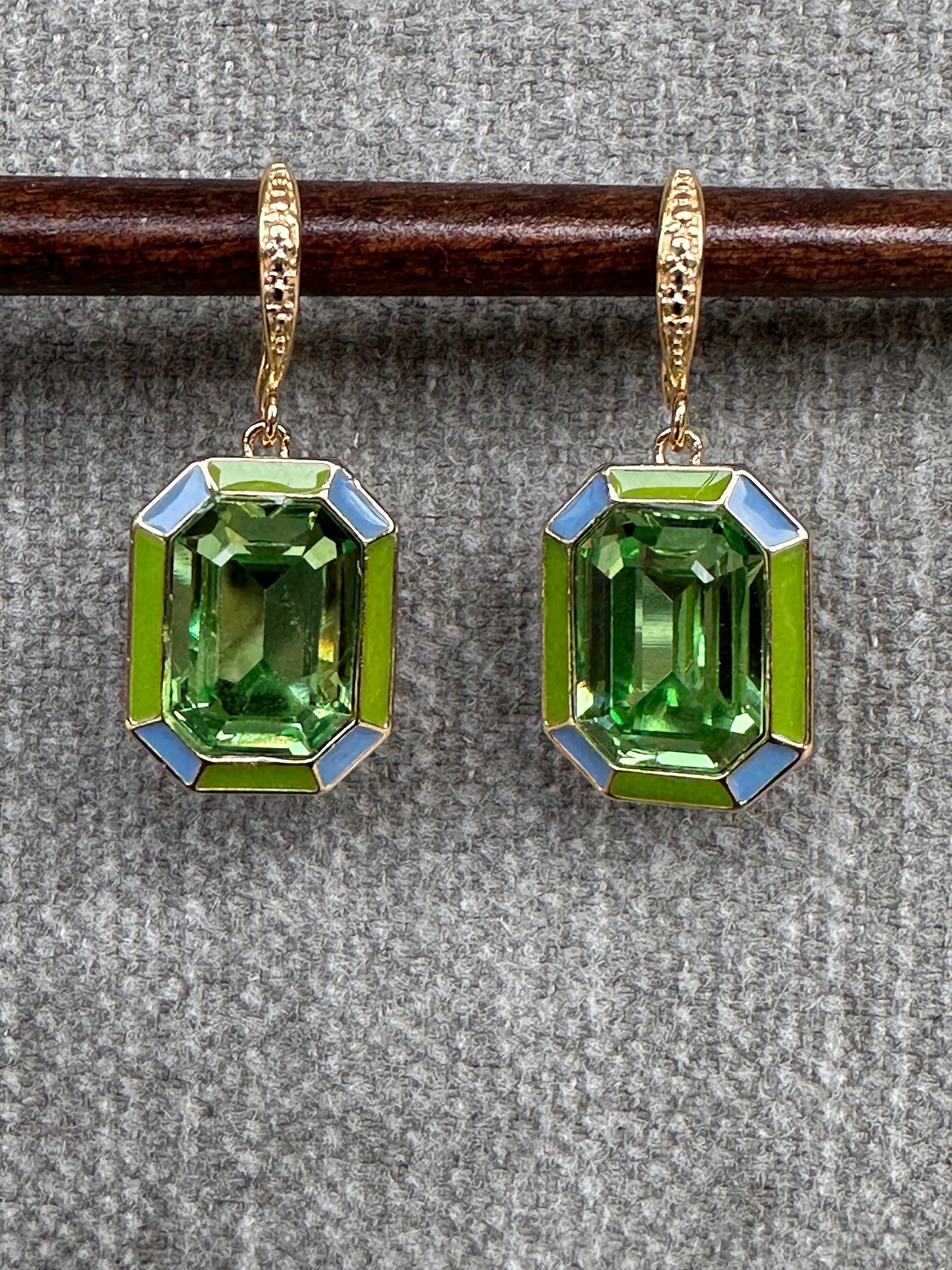 Cathedral Earrings in Green and Blue