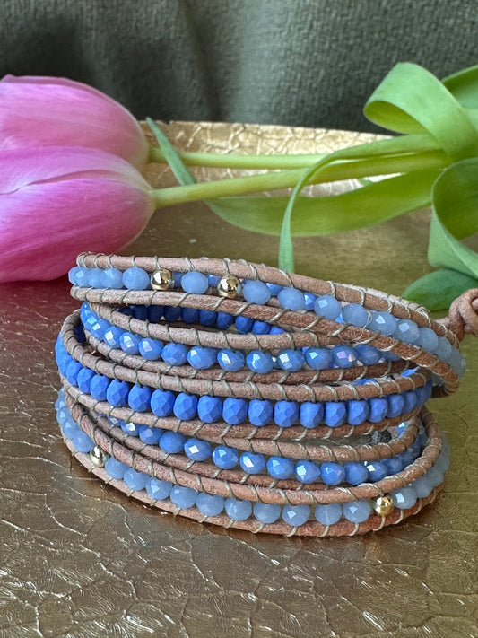5-wrap Light Blue Bracelet