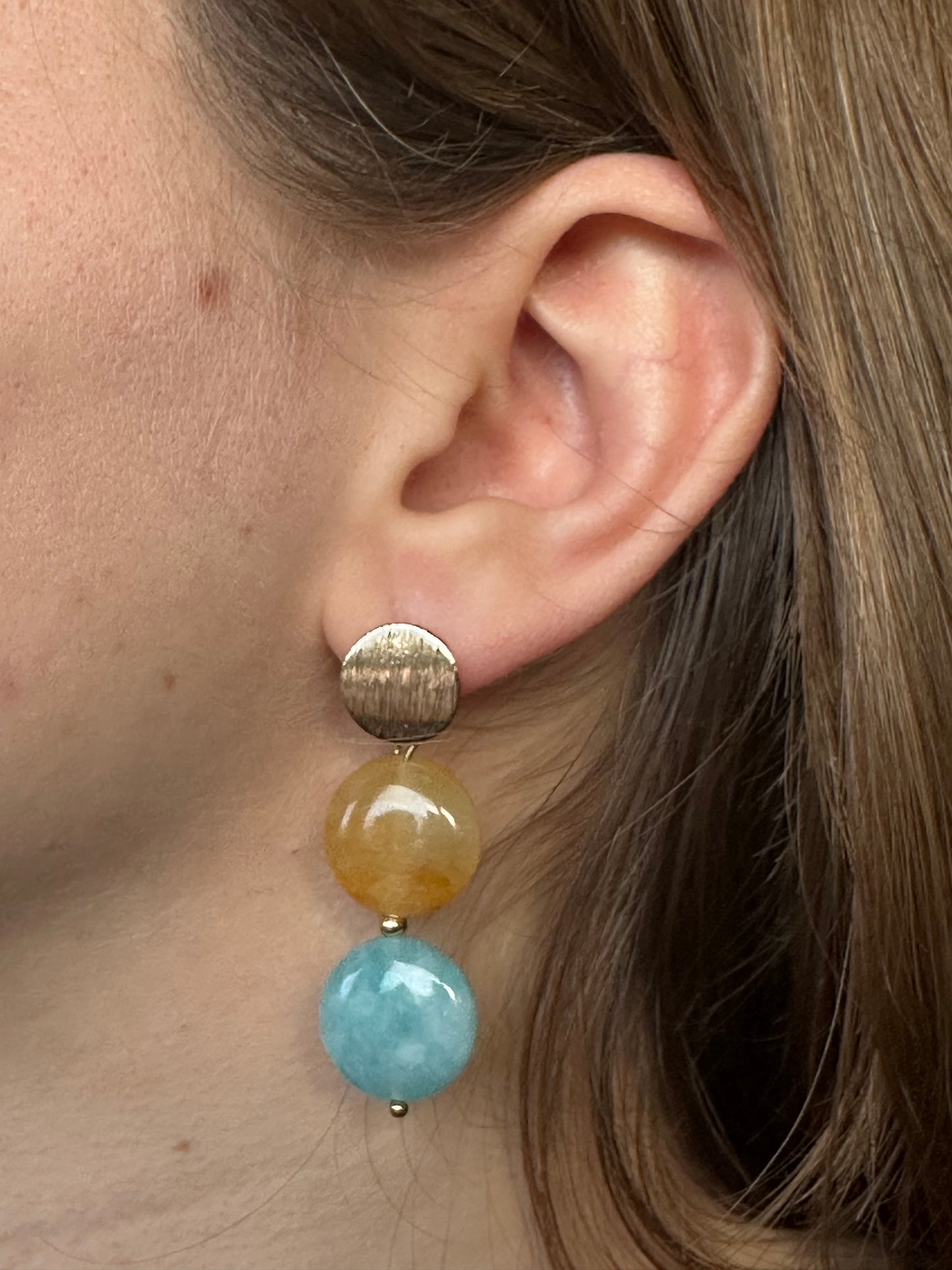 Amazonite and Agate Earrings