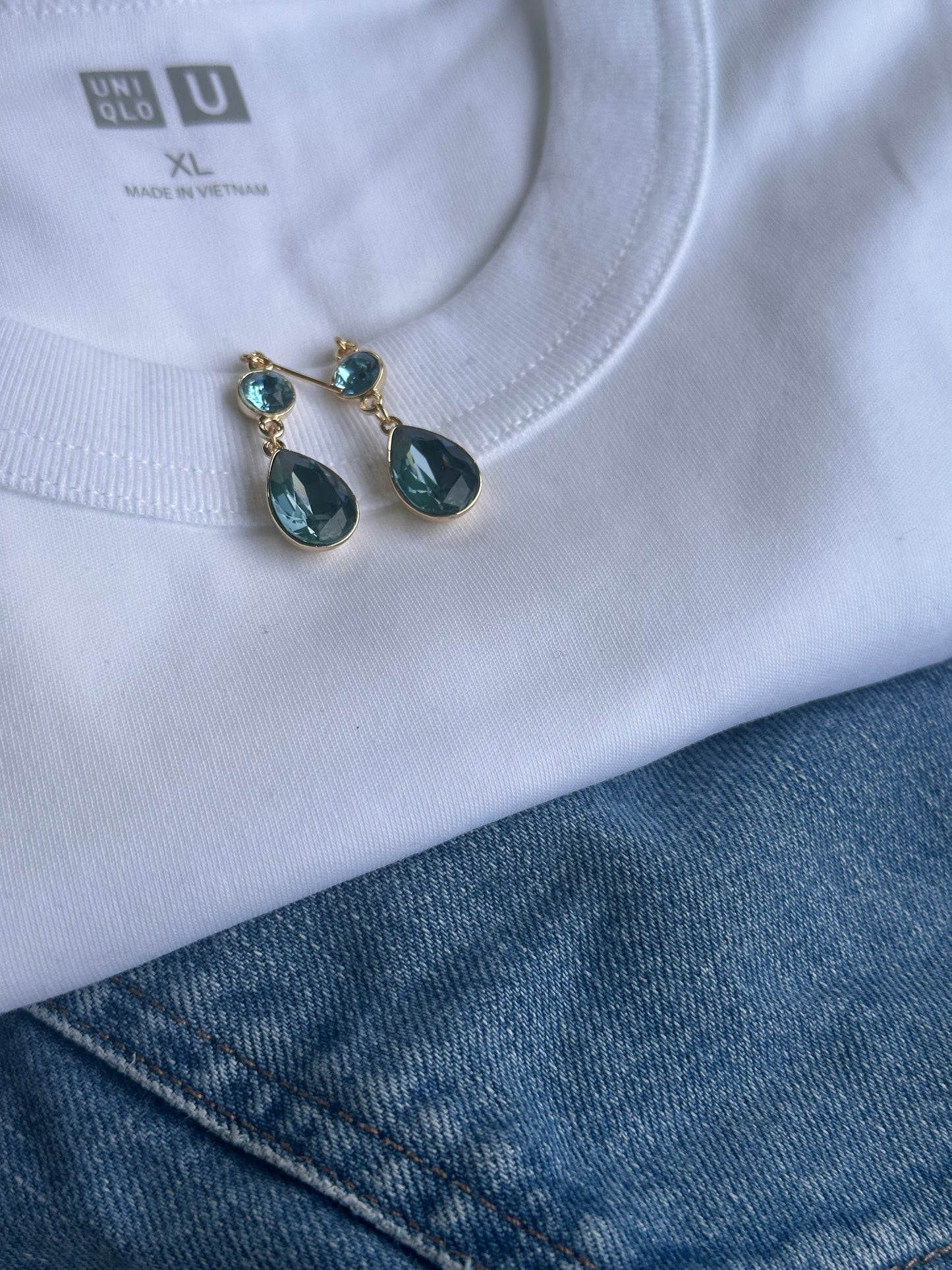 Two-Blue Crystal Earrings
