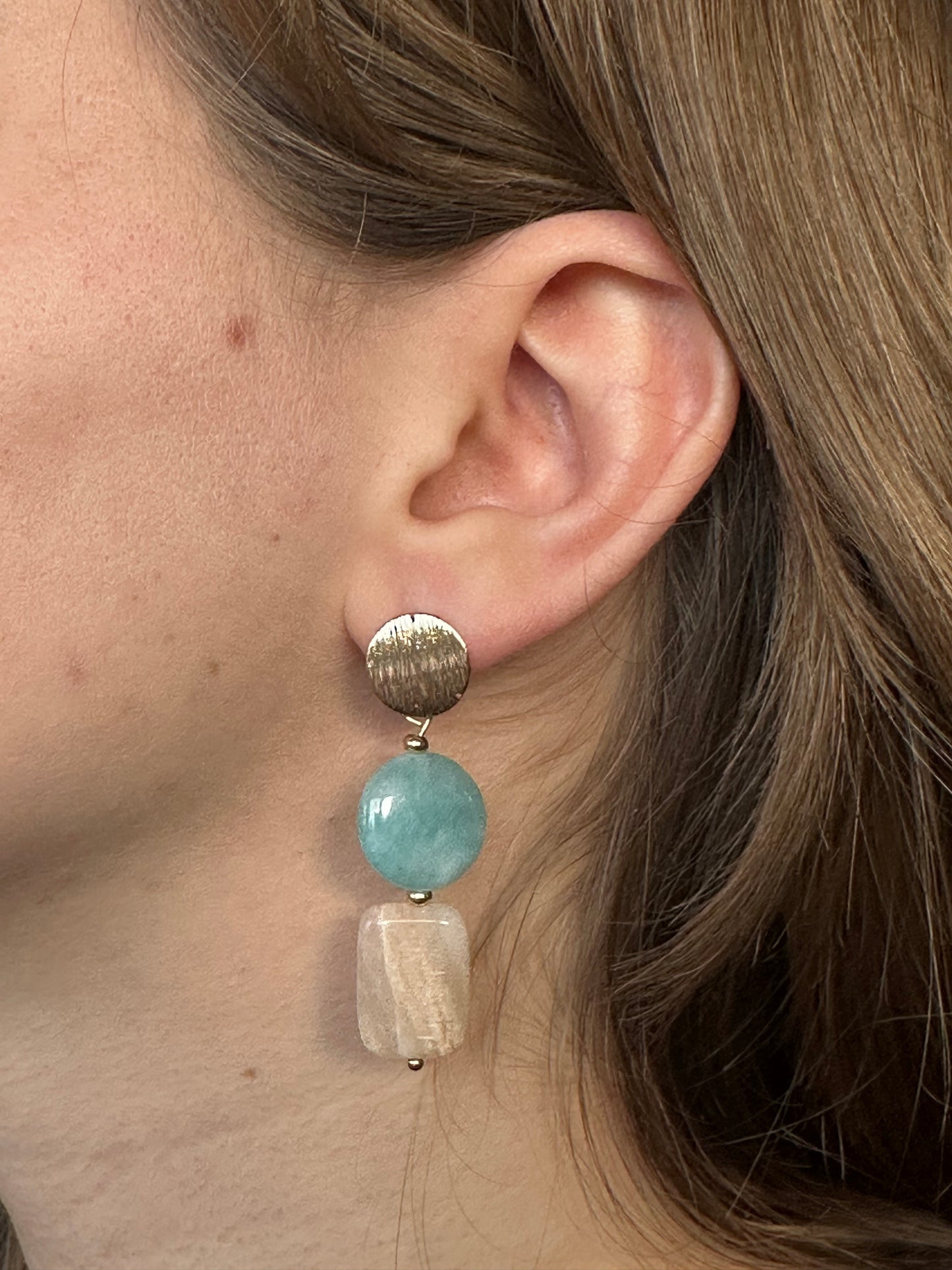 Amazonite and Calcite Earrings