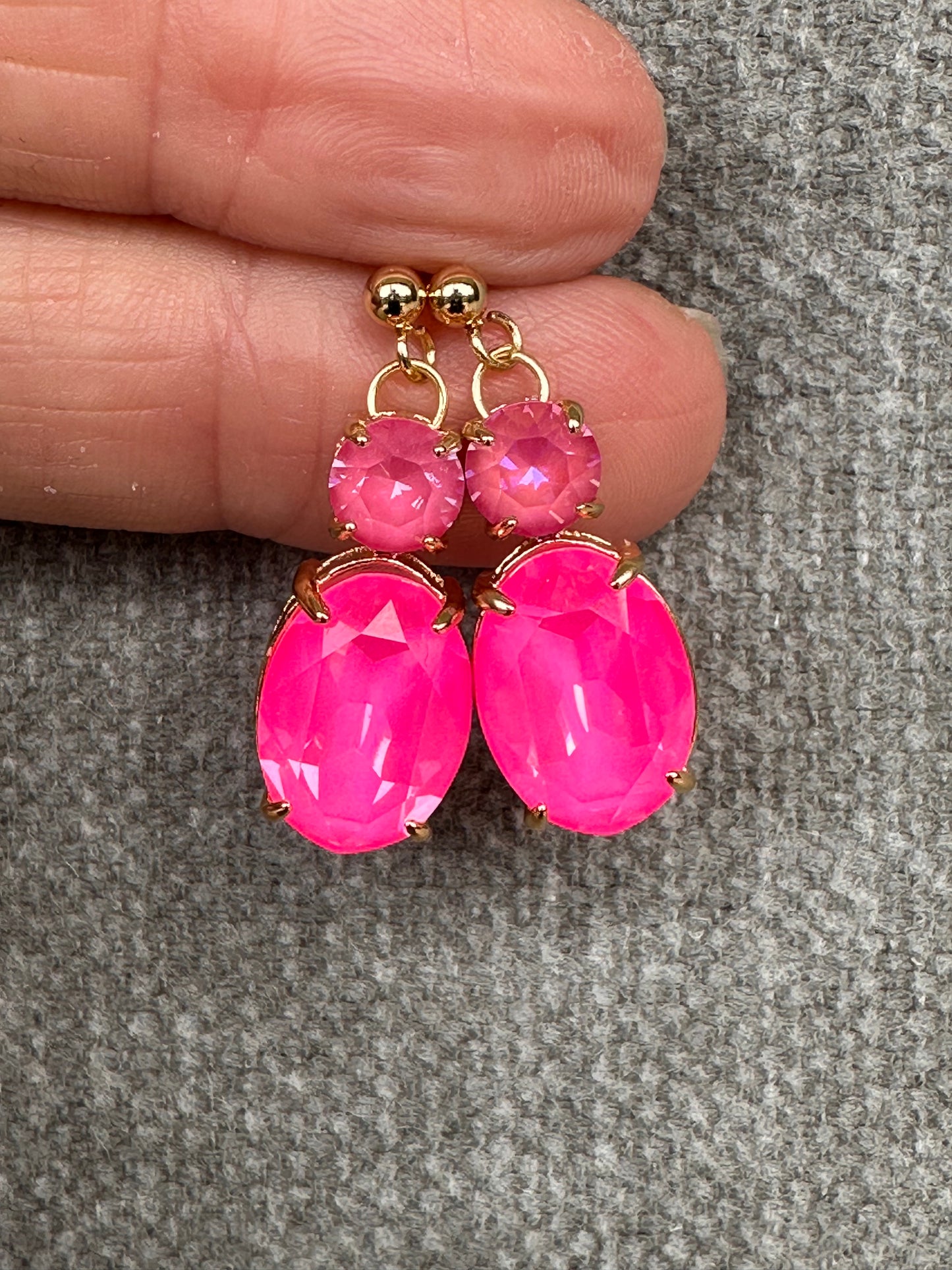 Two Tone Pink Crystal Earrings