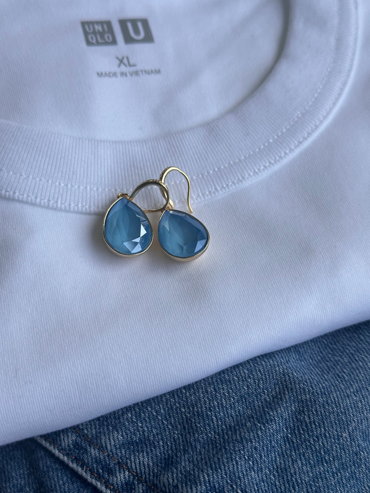 Crystal Teardrop Earrings in Blue