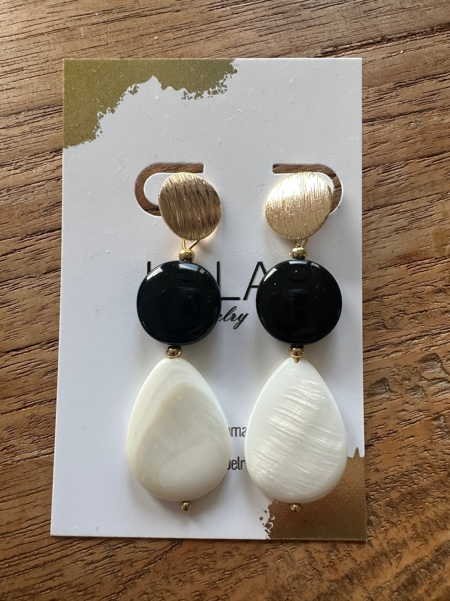 Onyx and Shell Earrings
