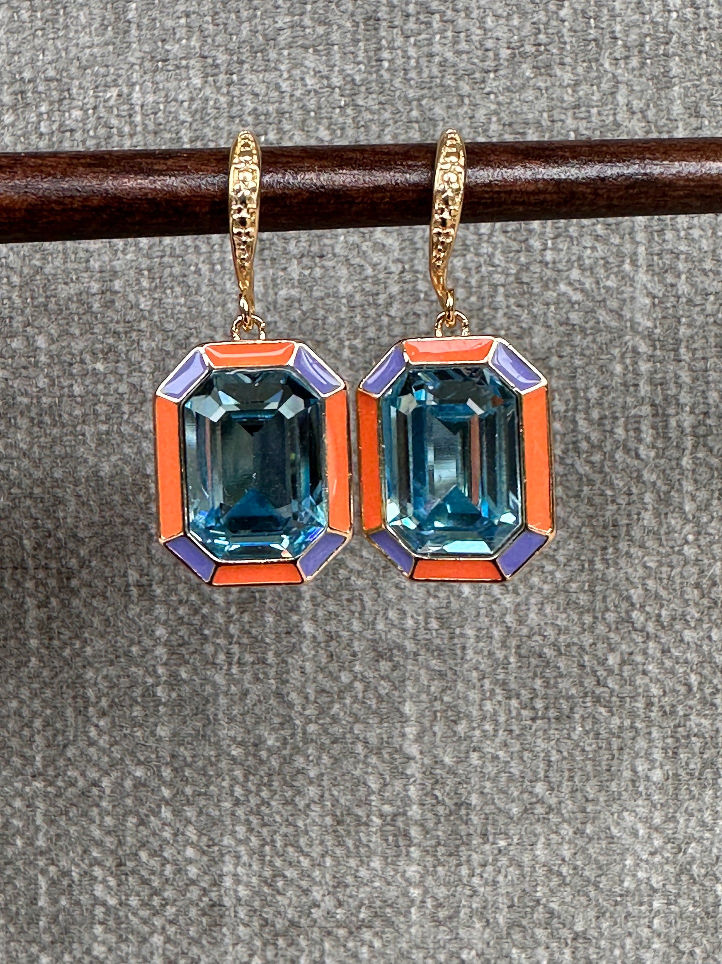 Cathedral Earrings in Orange and Blue