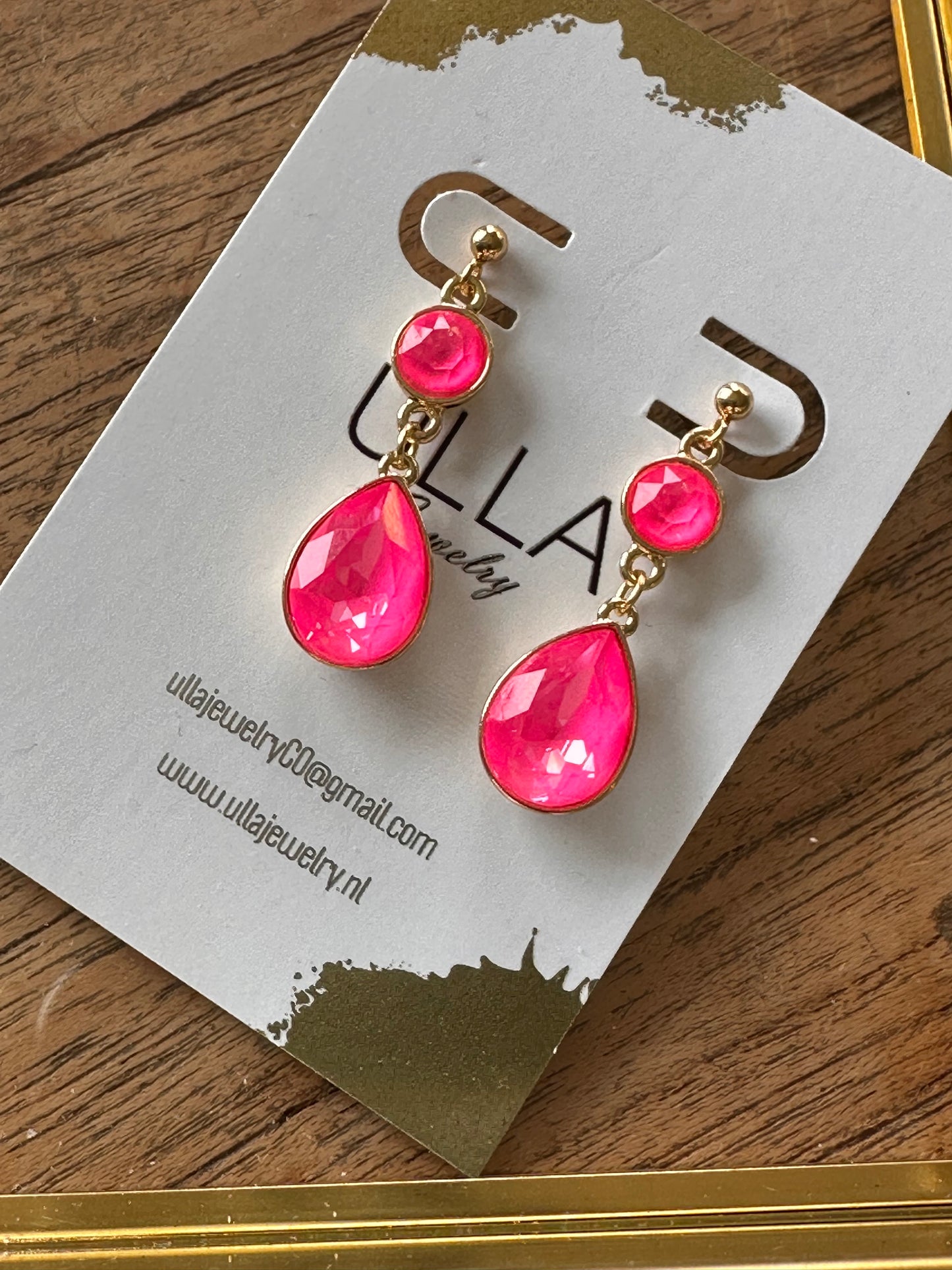 Hot Pink Crystal Earrings