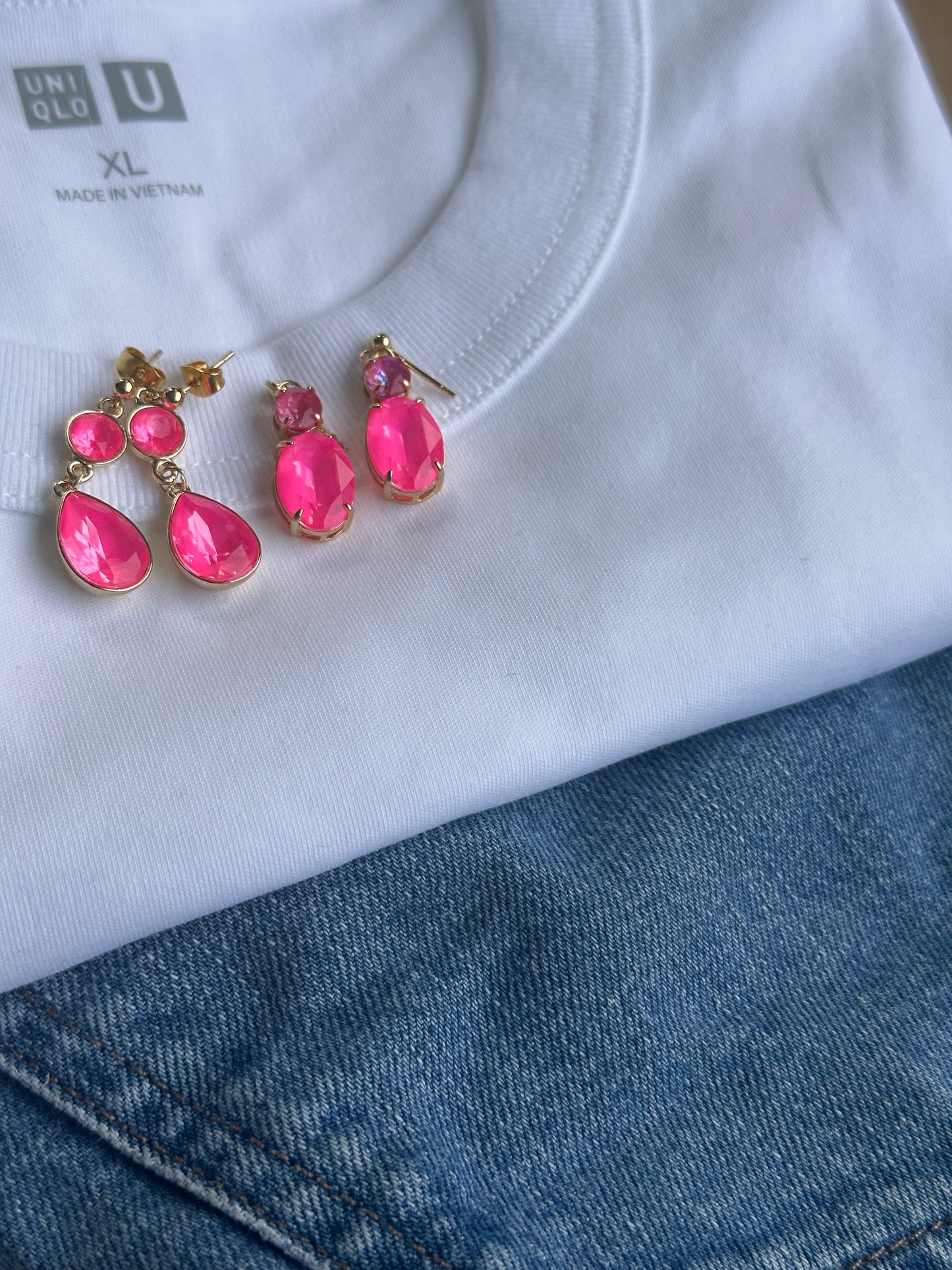 Two Tone Pink Crystal Earrings