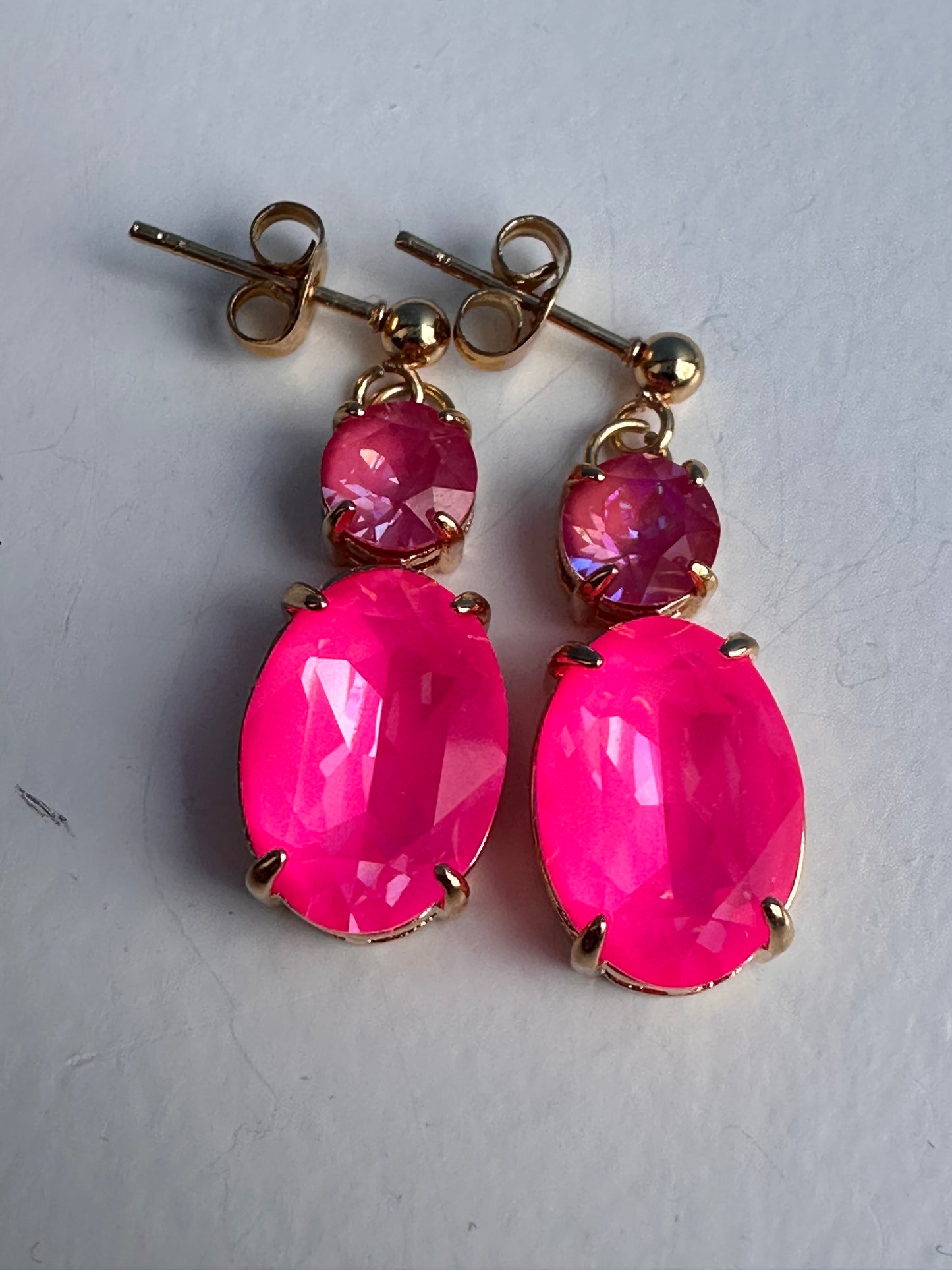 Two Tone Pink Crystal Earrings