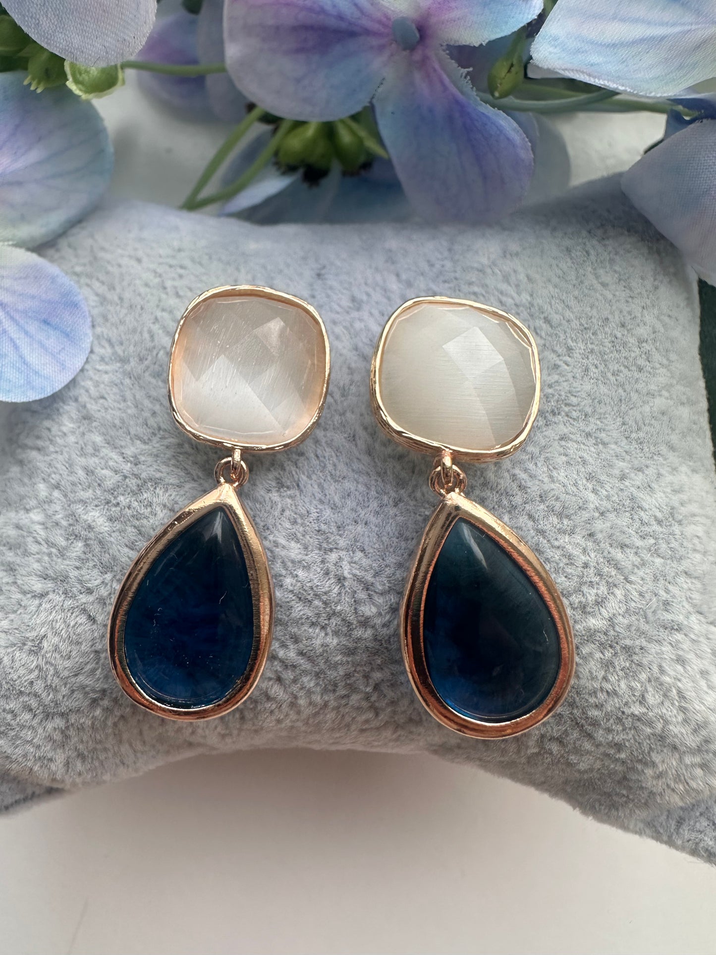 Blue and White Earrings
