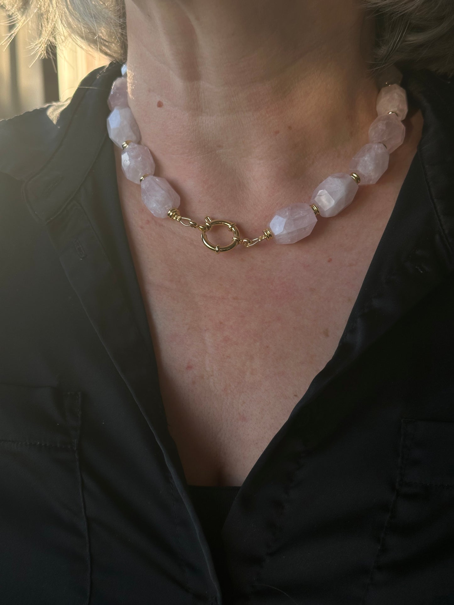 Short Rose Quartz Necklace