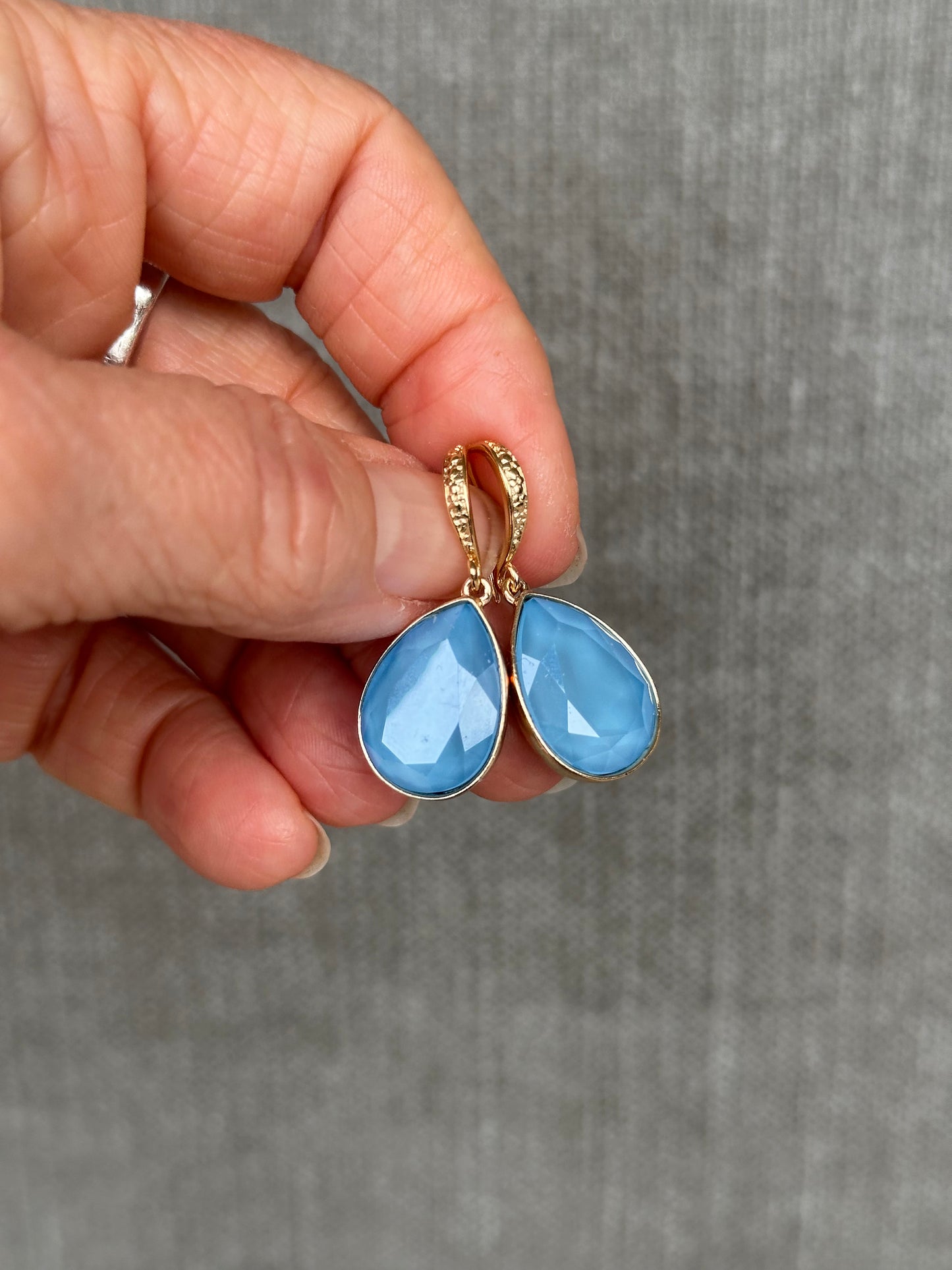 Crystal Teardrop Earrings in Blue