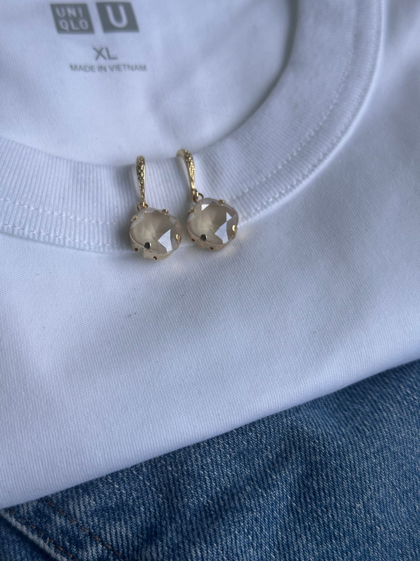 Off White Crystal Earrings