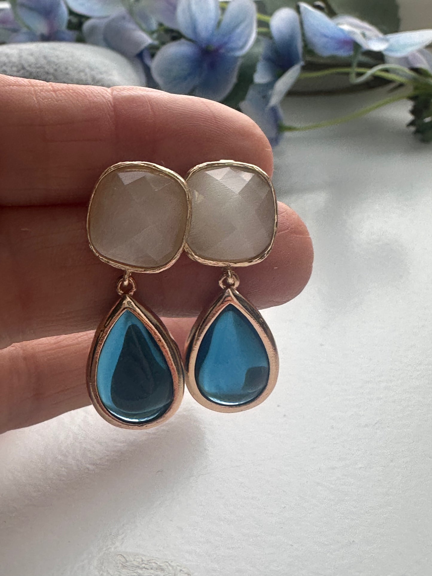 Blue and White Earrings