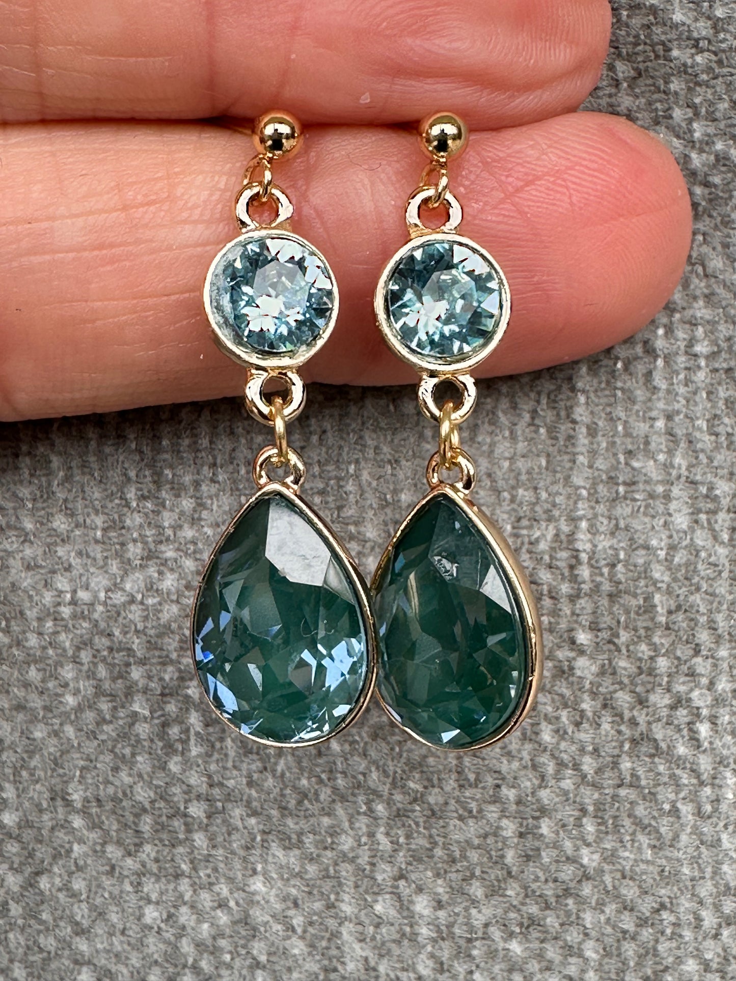 Two-Blue Crystal Earrings