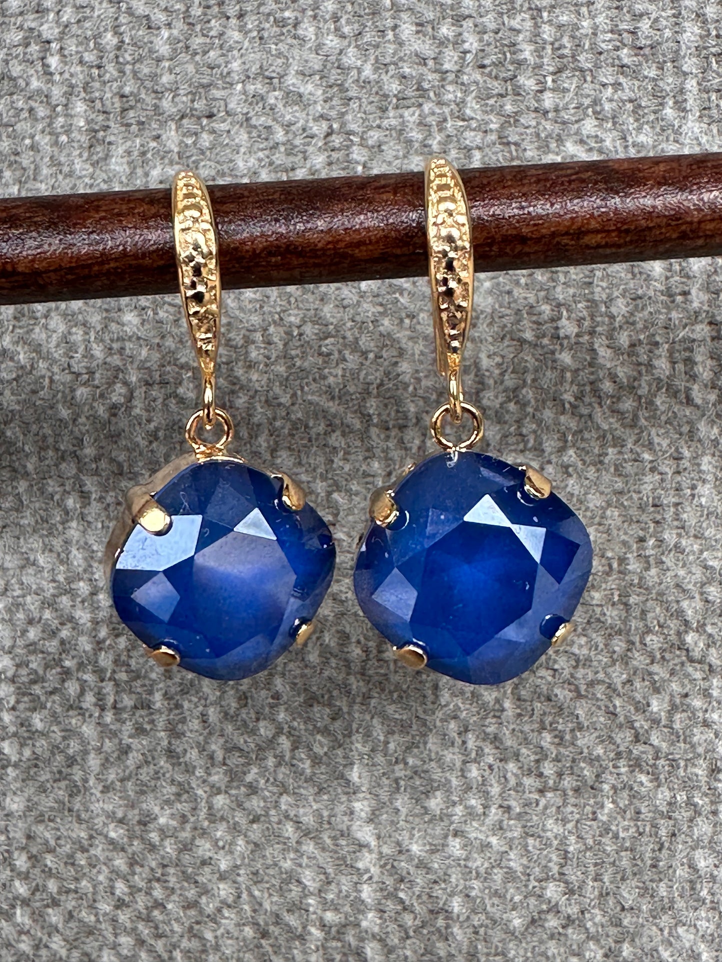 Dark Blue Crystal Earrings