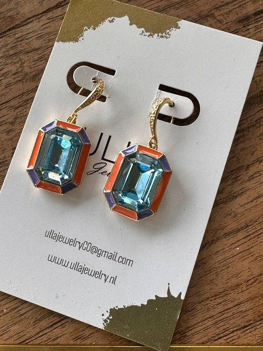 Cathedral Earrings in Orange and Blue