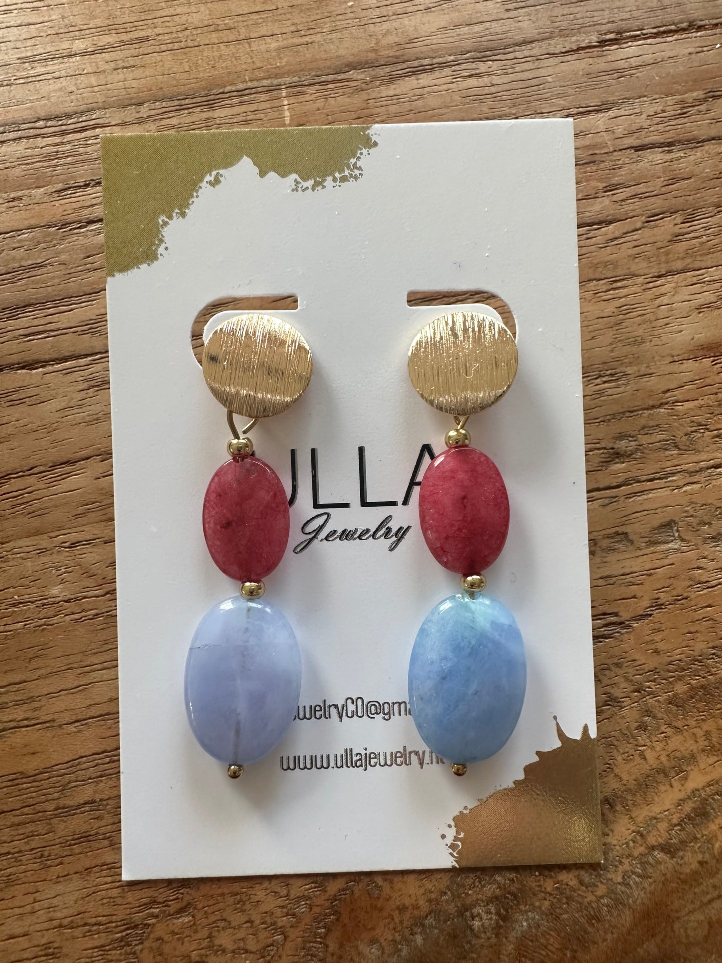 Red and Blue Jade Earrings