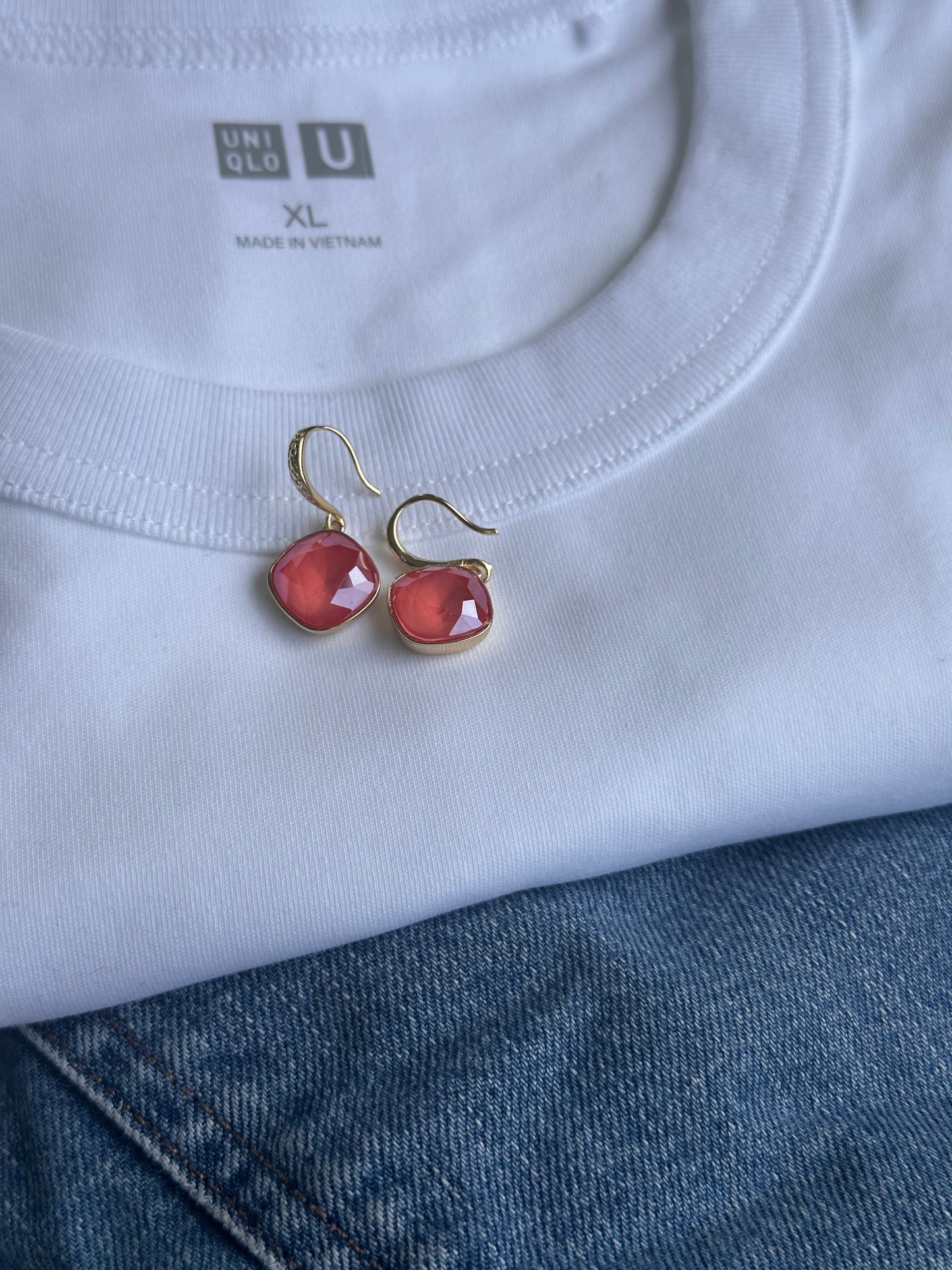 Orange Red Crystal Earrings