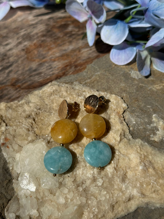 Amazonite and Agate Earrings