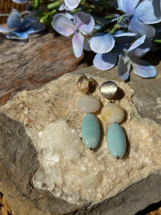 Agate and Amazonite Earrings