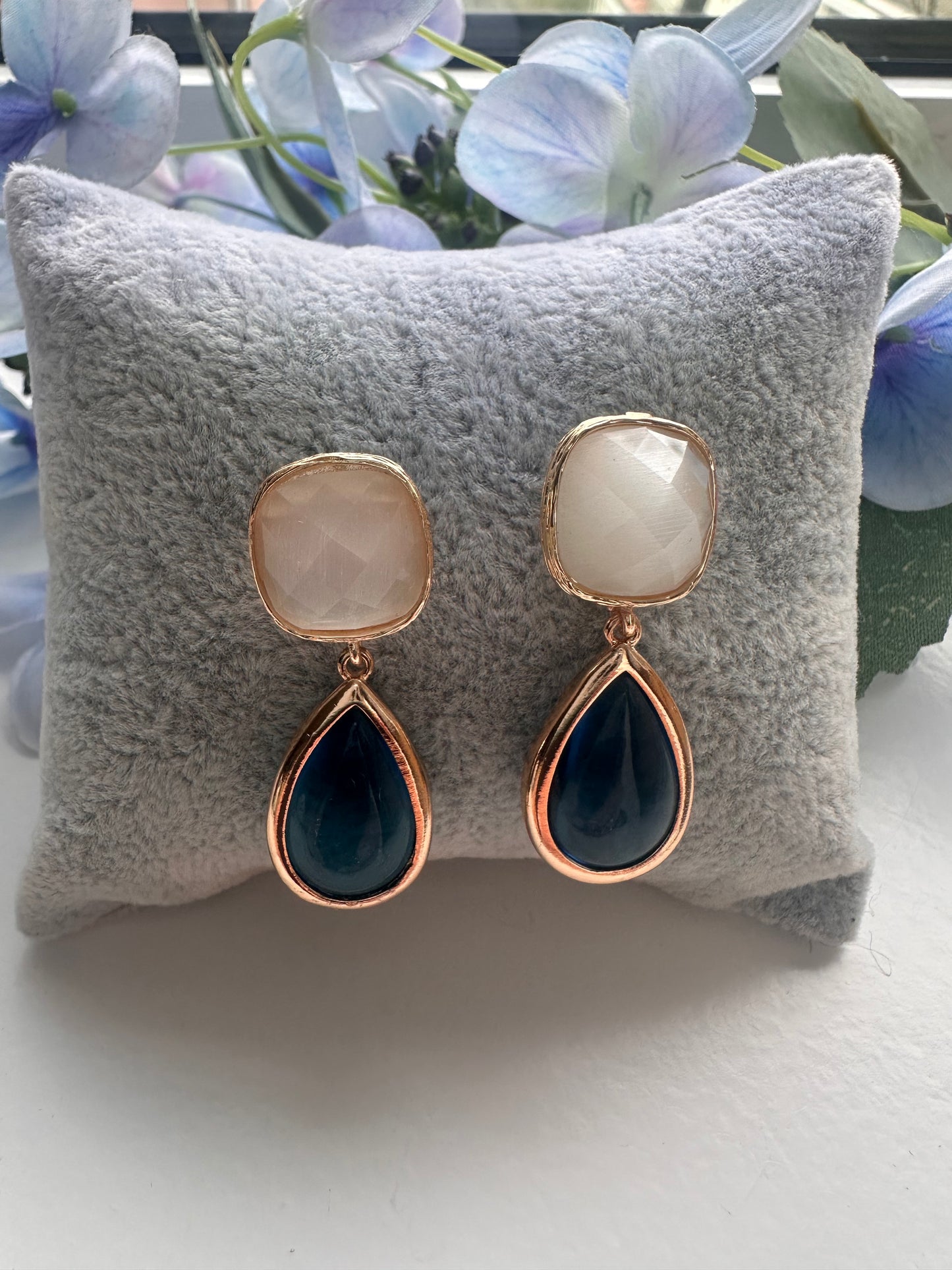 Blue and White Earrings