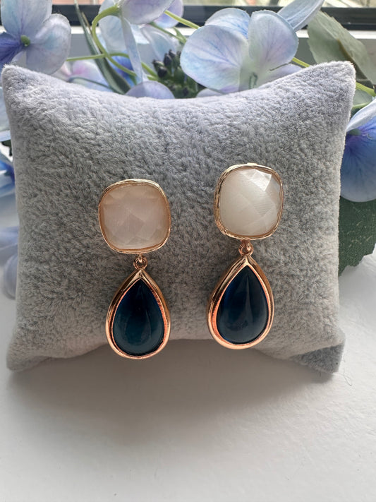 Blue and White Earrings