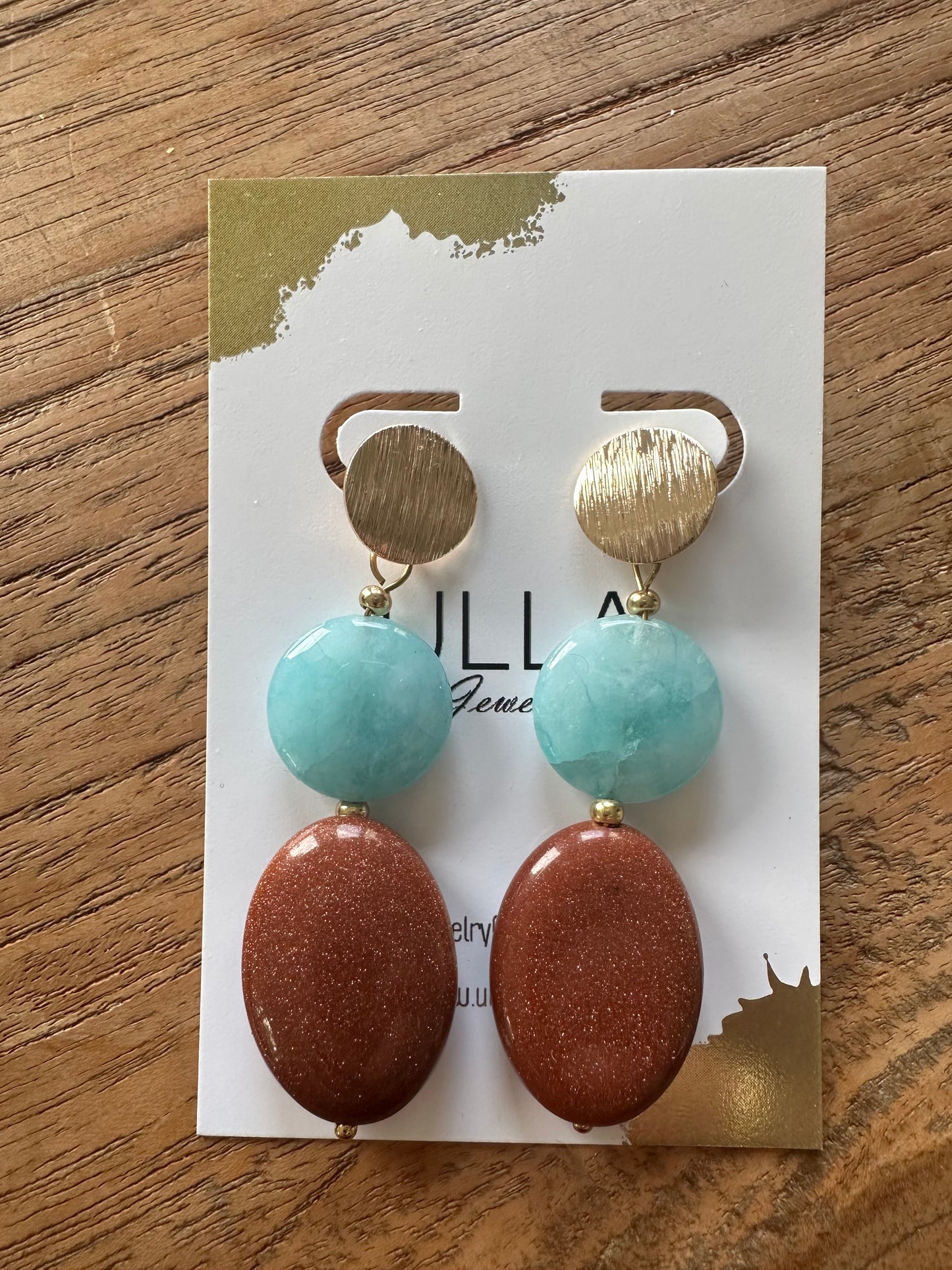 Amazonite and Golden Sandstone Earrings