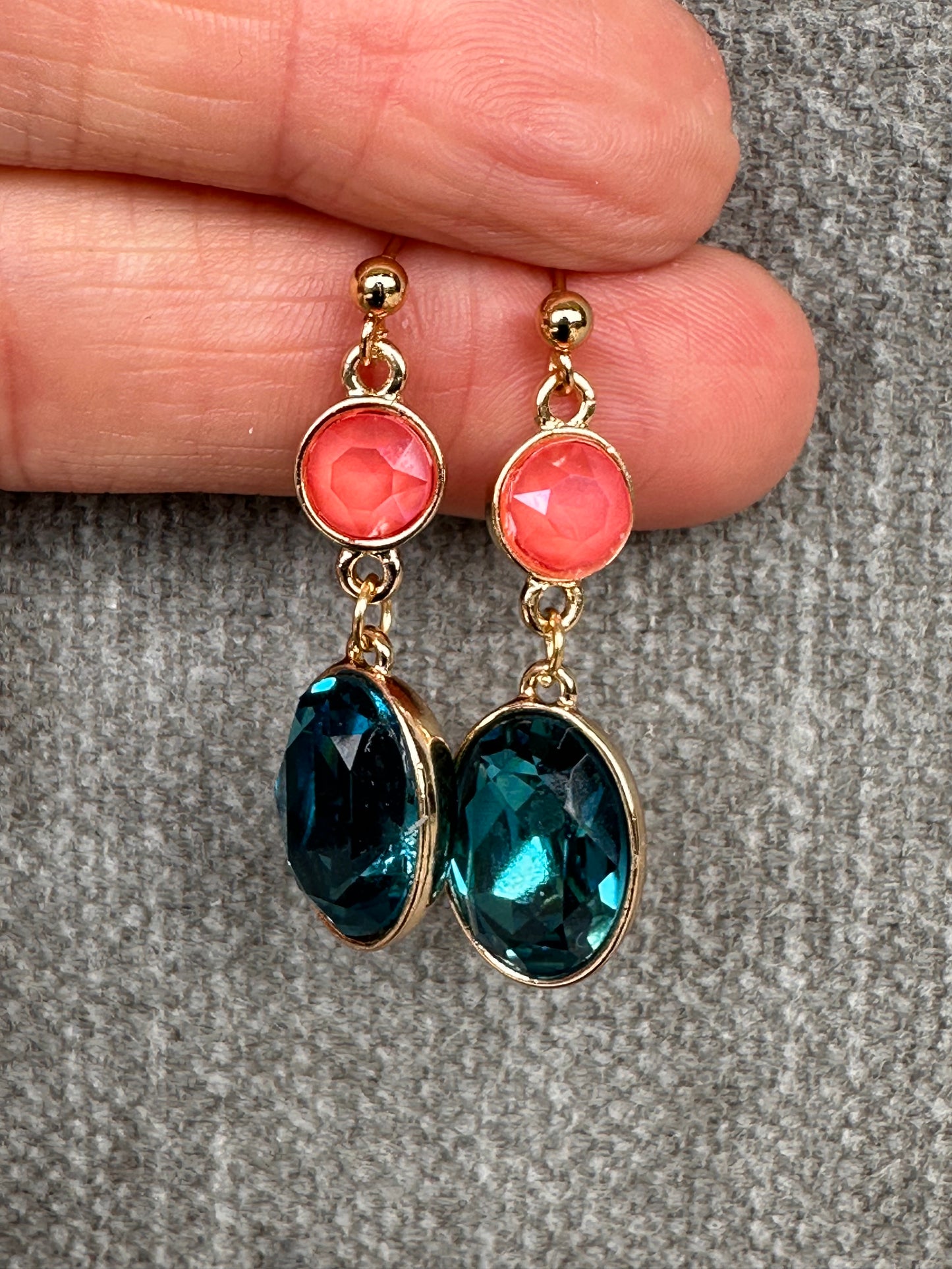 Orange and Blue Crystal Earrings