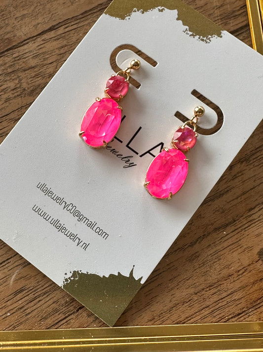 Two Tone Pink Crystal Earrings