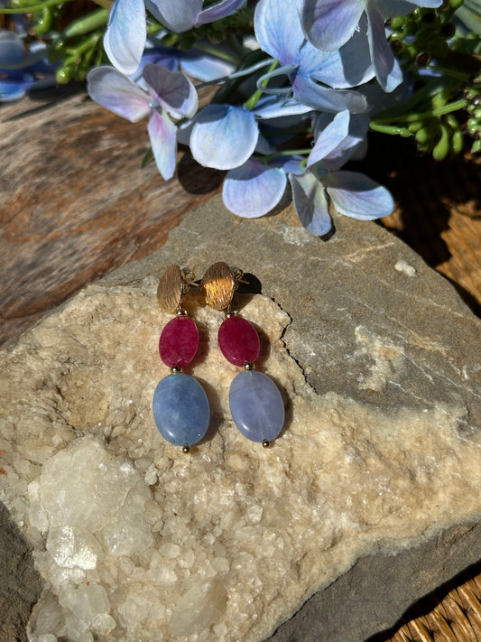 Red and Blue Jade Earrings