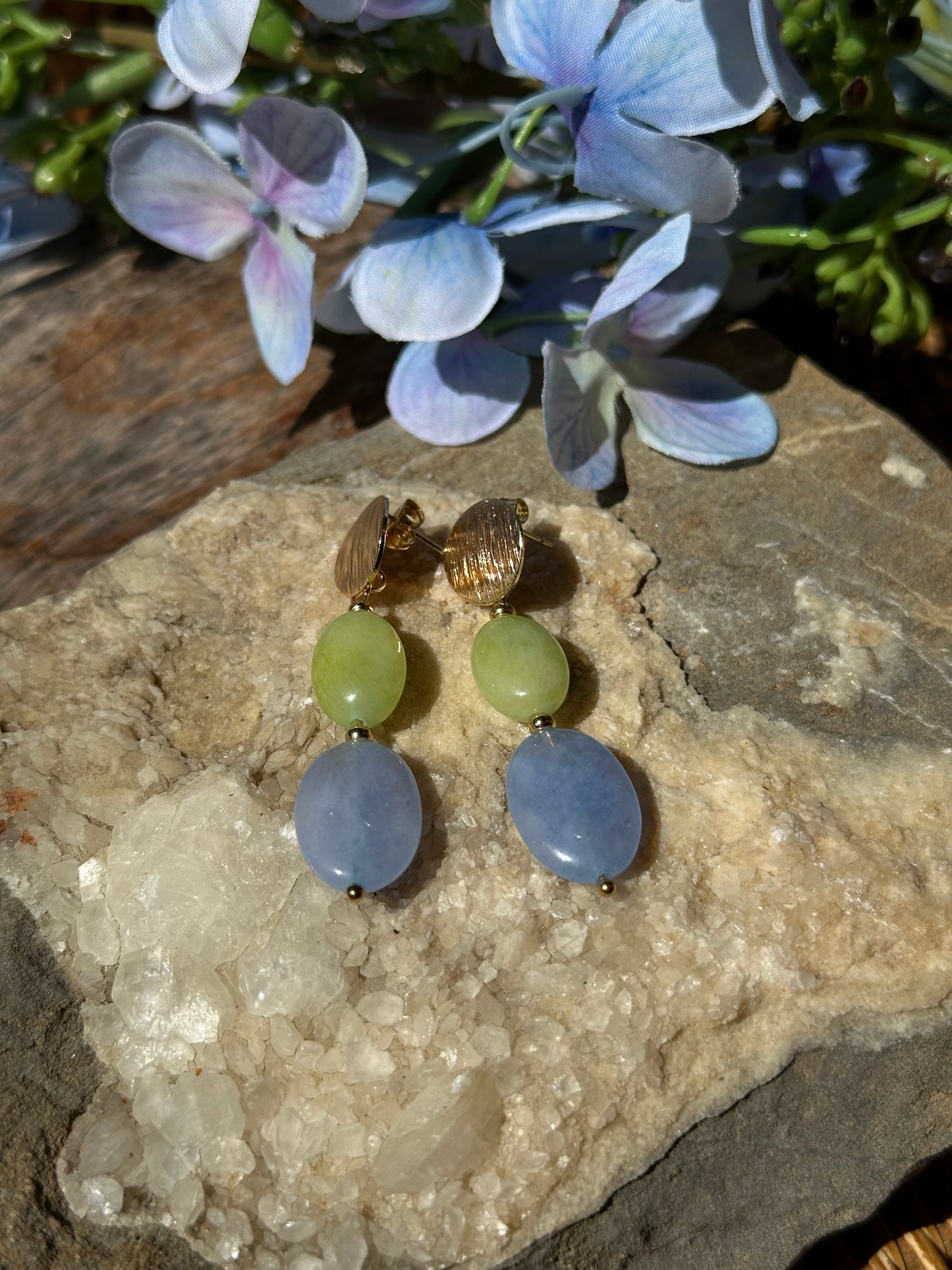 Green and Blue Jade Earrings