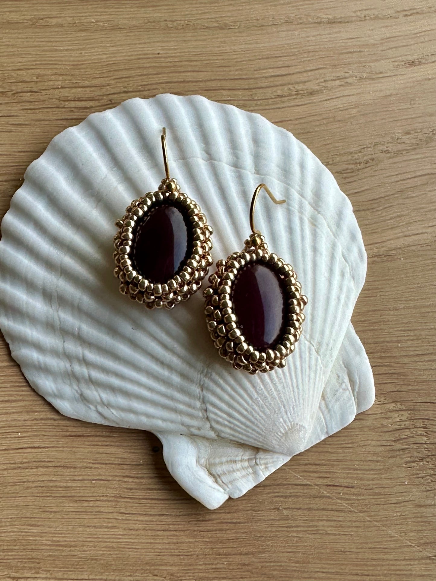 Brown Red Jade Earrings