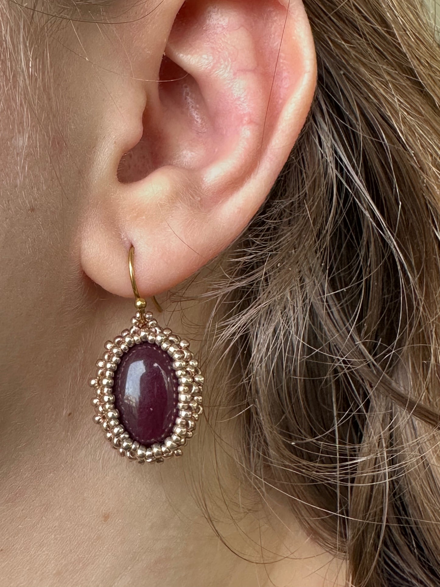 Brown Red Jade Earrings