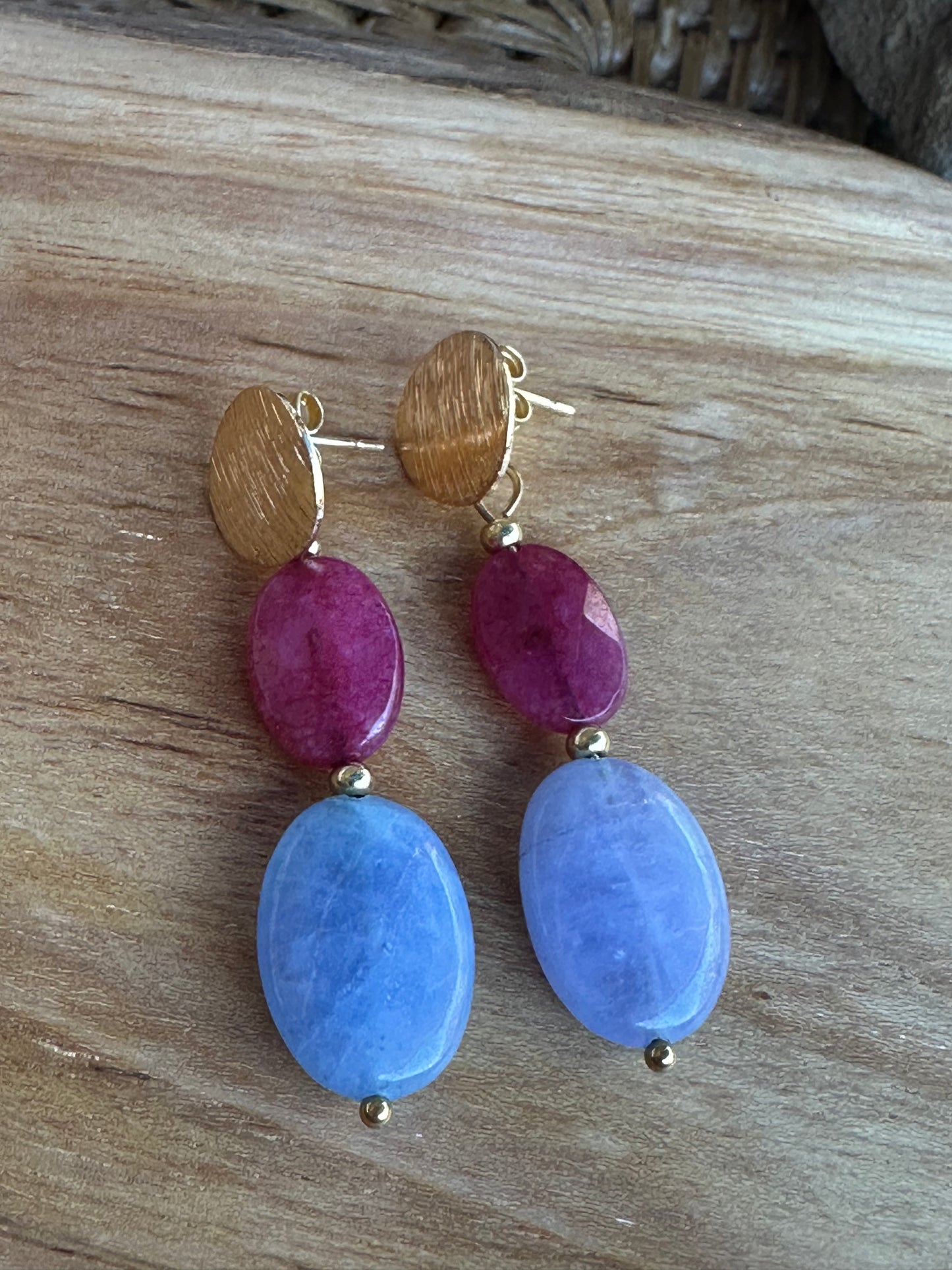 Red and Blue Jade Earrings