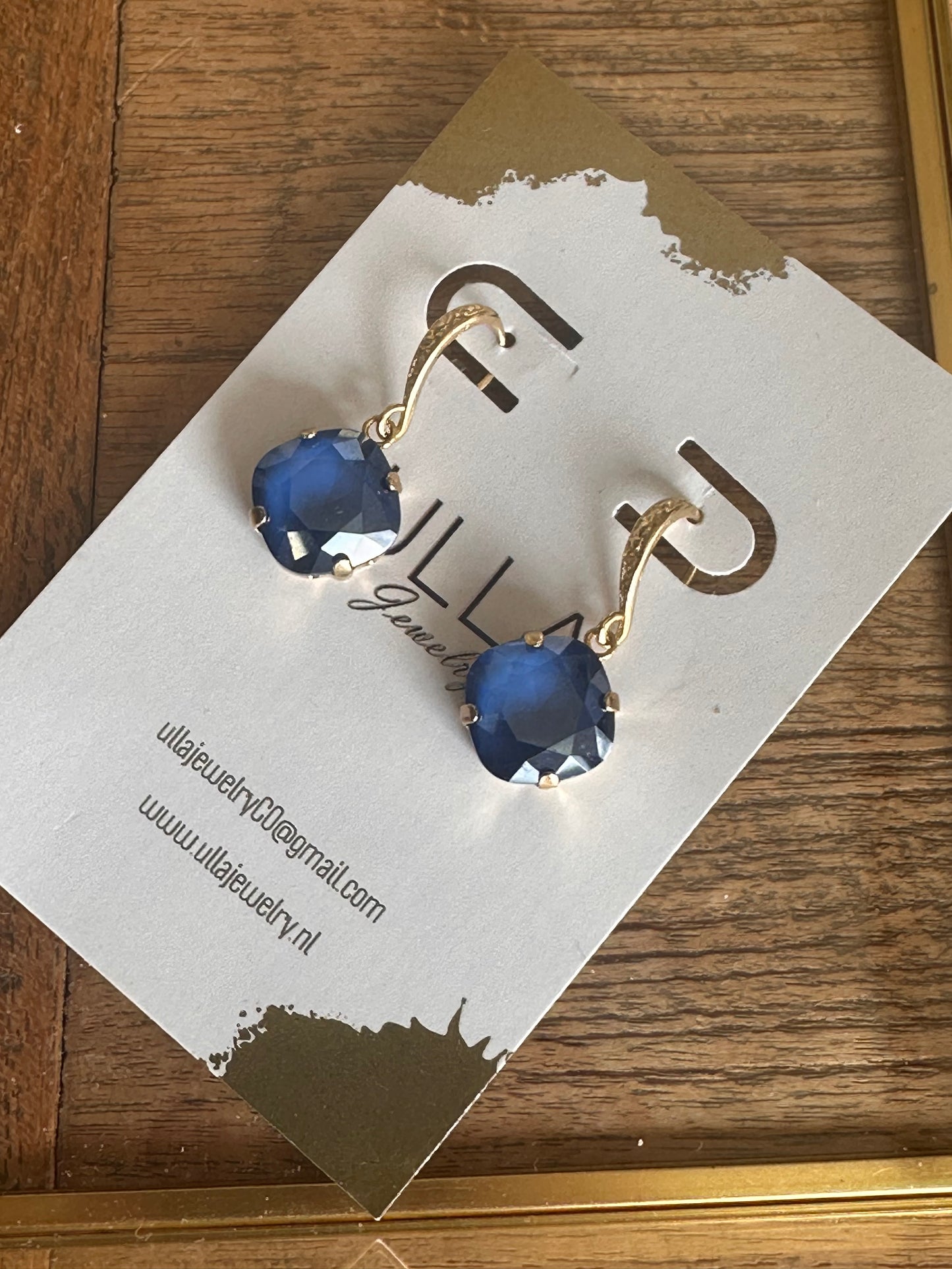 Dark Blue Crystal Earrings