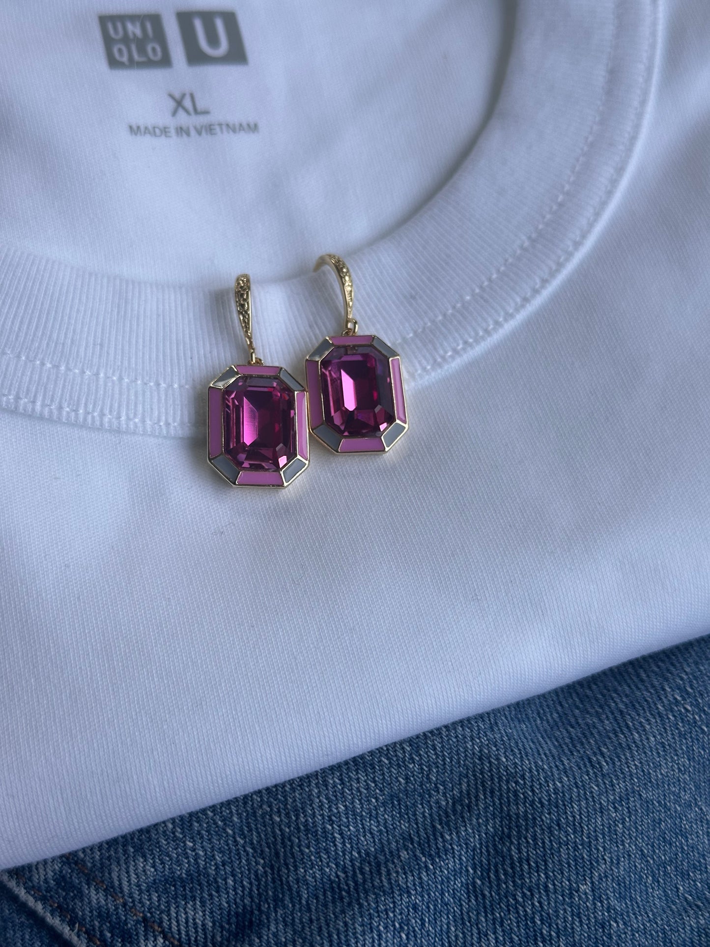 Cathedral Earrings in Pink and Grey
