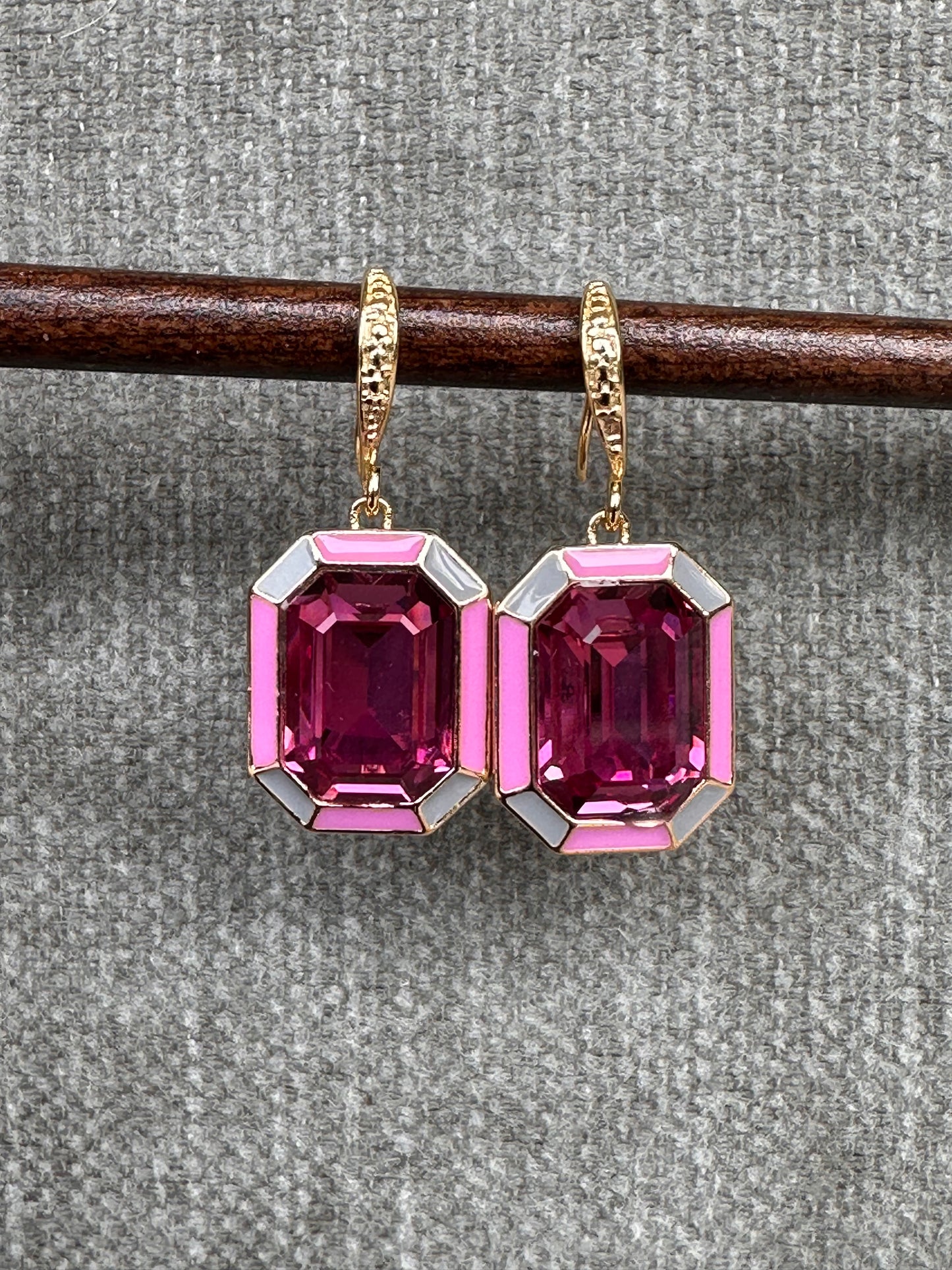 Cathedral Earrings in Pink and Grey