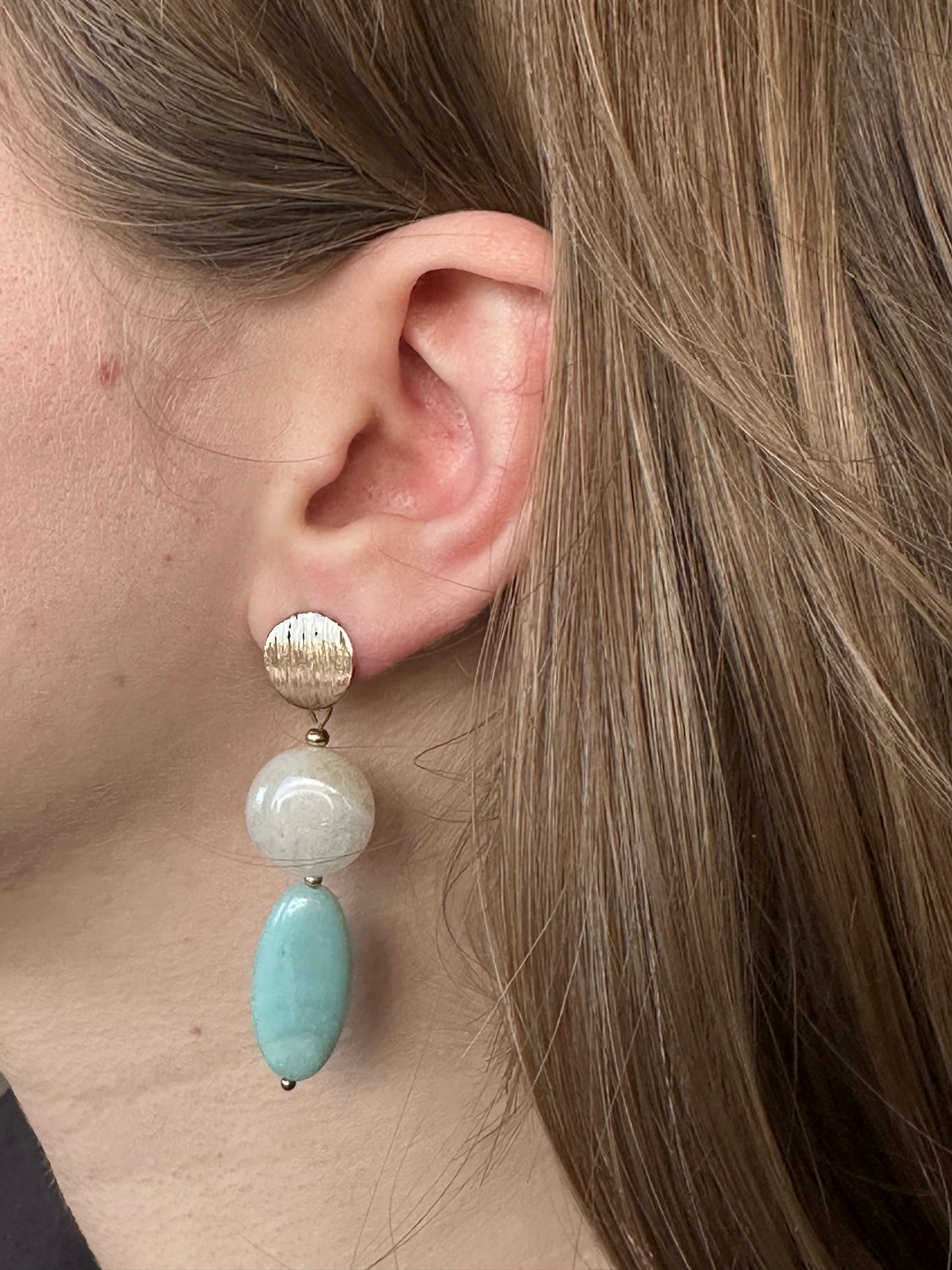 Agate and Amazonite Earrings