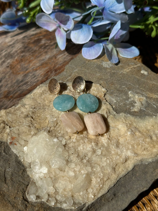 Amazonite and Calcite Earrings