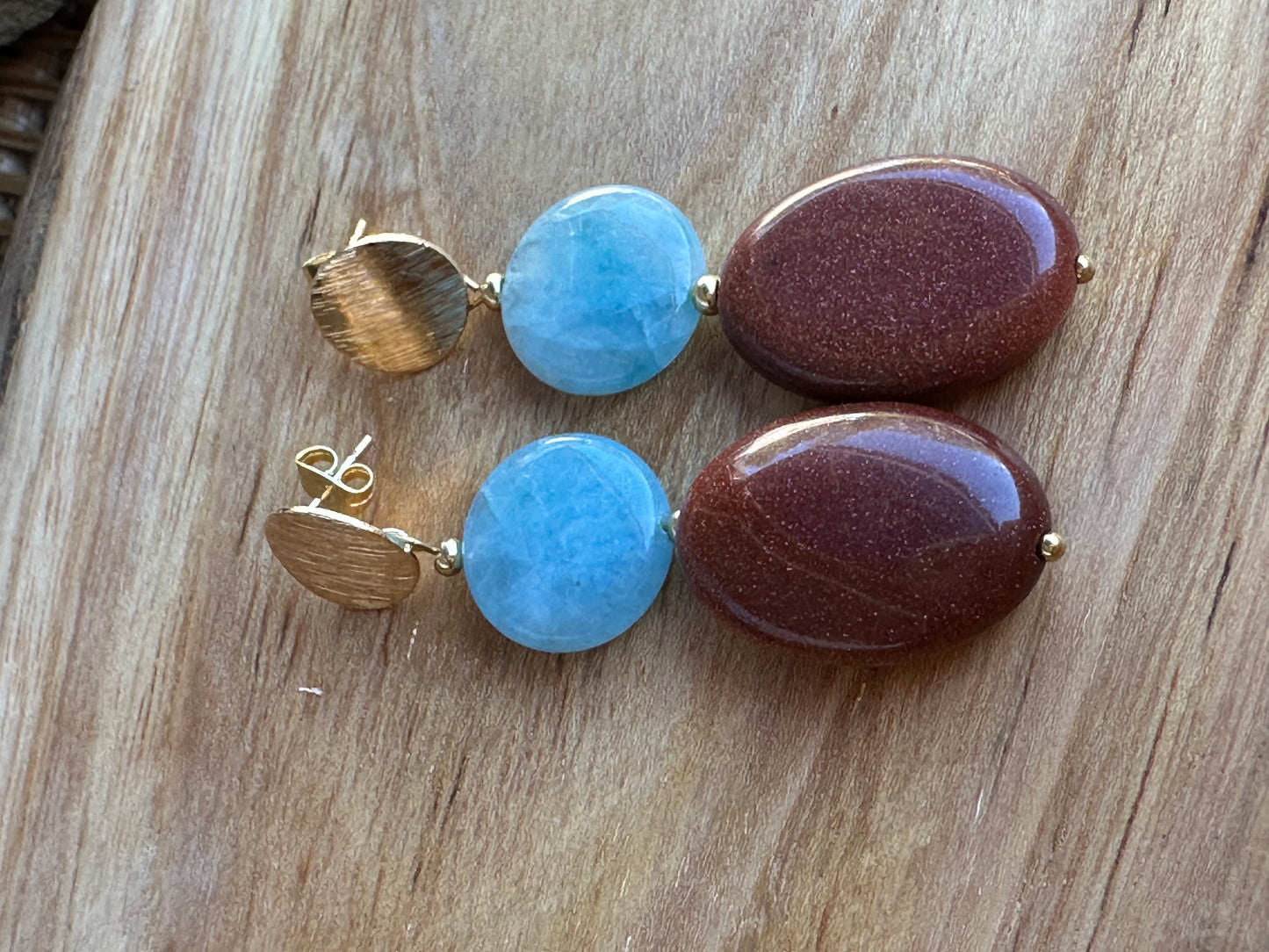 Amazonite and Golden Sandstone Earrings